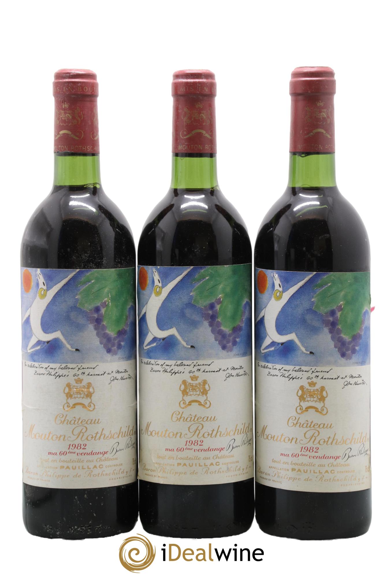 Château Mouton Rothschild 1er Grand Cru Classé 1982 - Lot de 3 bouteilles - 0