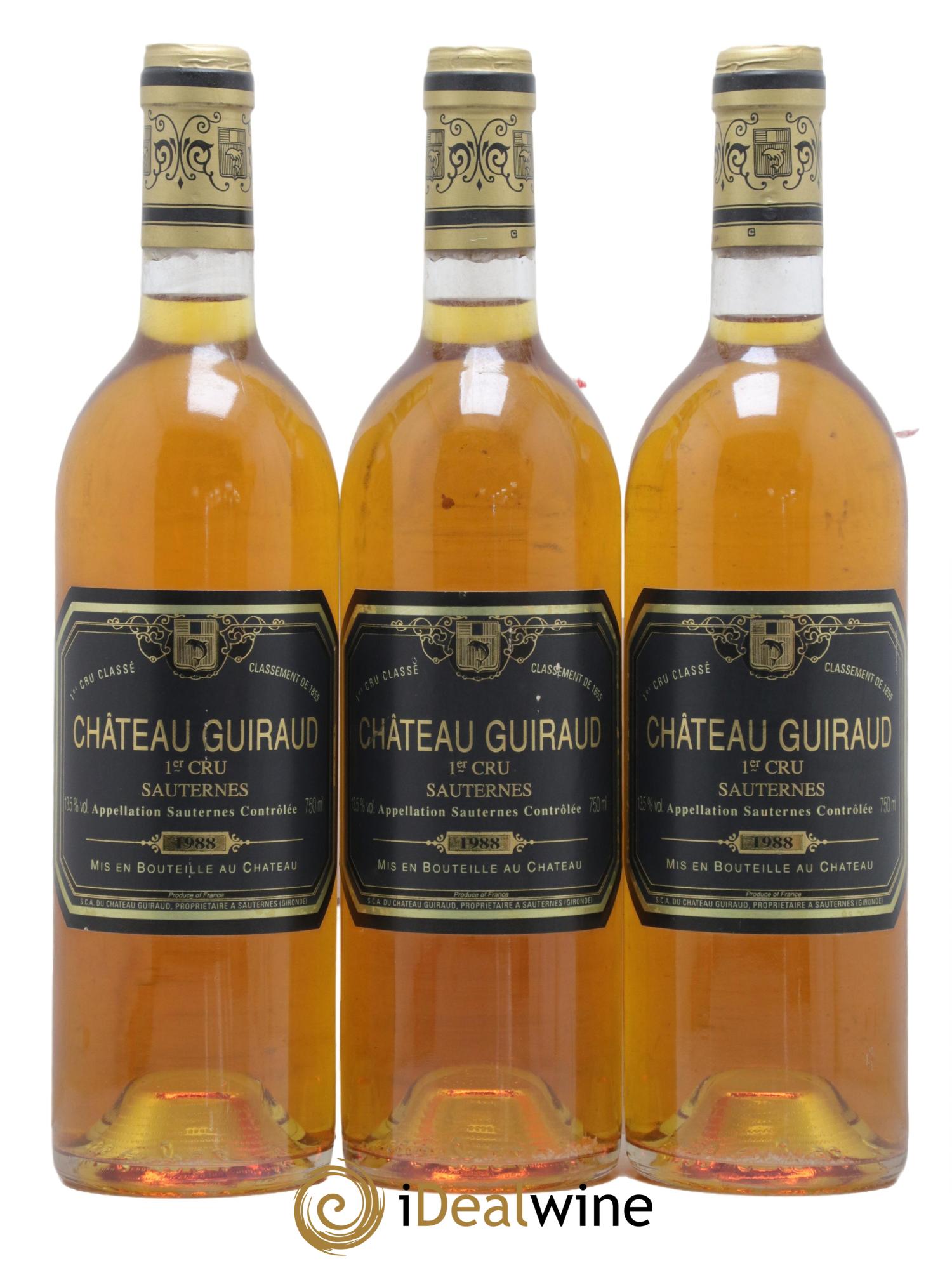 Château Guiraud 1er Grand Cru Classé 1988 - Lotto di 3 bottiglie - 0