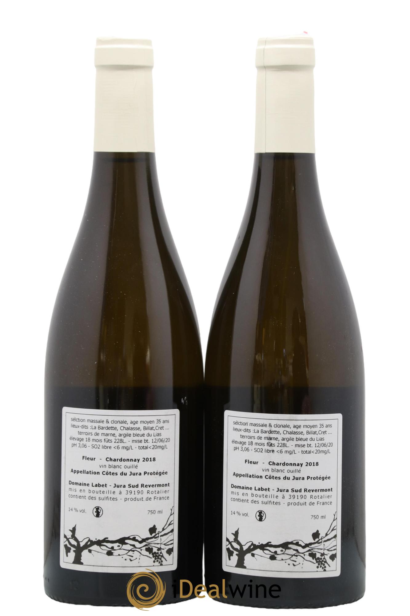 Côtes du Jura Chardonnay Fleur Romain - Julien - Charline Labet 2018 - Lot de 2 bouteilles - 1