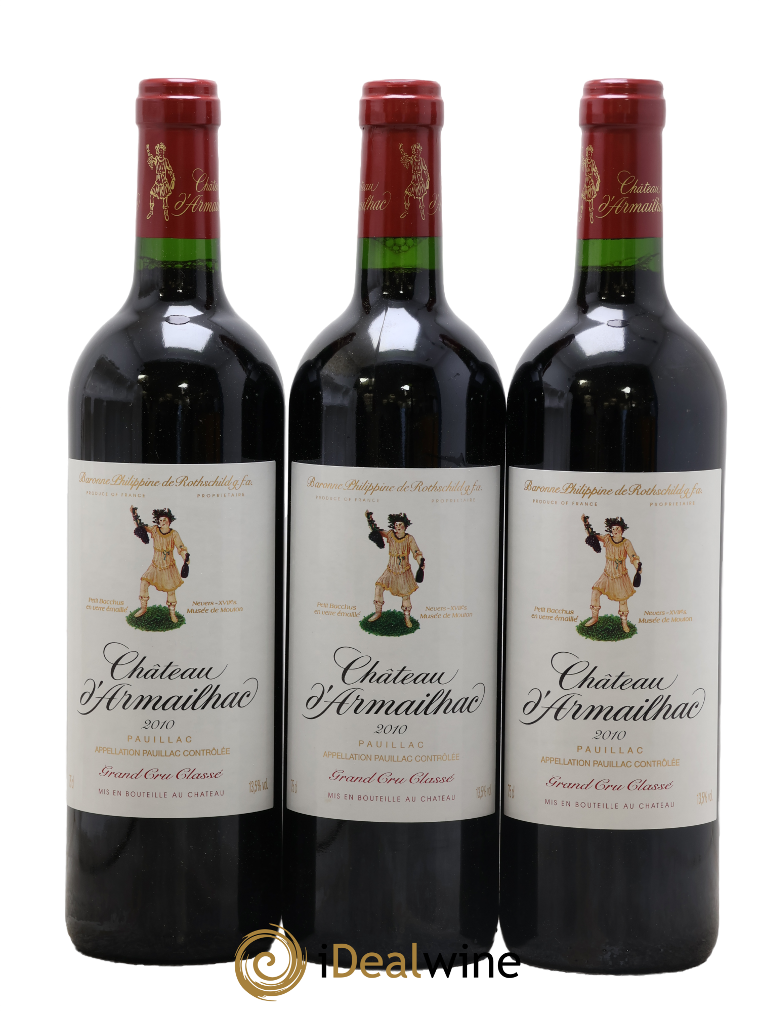 Château d' Armailhac - Mouton Baron(ne) Philippe 5ème Grand Cru Classé 2010 - Lot de 3 bouteilles - 0