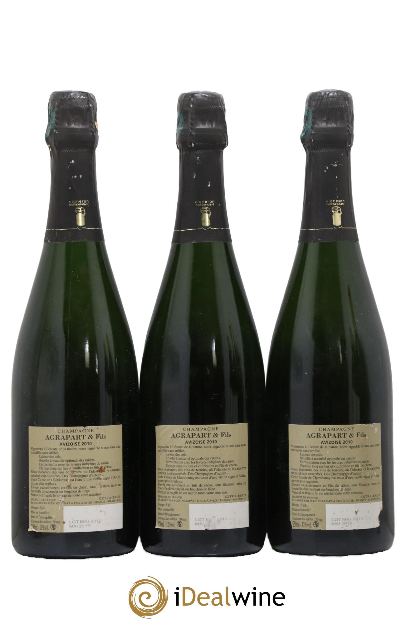 Avizoise Blanc de Blancs Brut Nature Pascal Agrapart 2010 - Posten von 3 Flaschen - 1