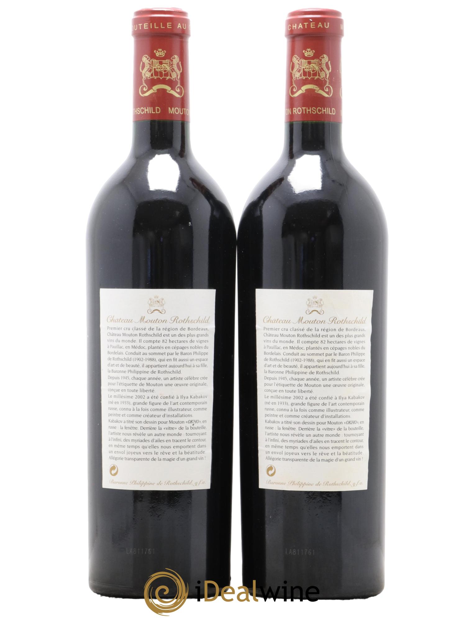 Château Mouton Rothschild 1er Grand Cru Classé 2002 - Lot de 2 bouteilles - 1