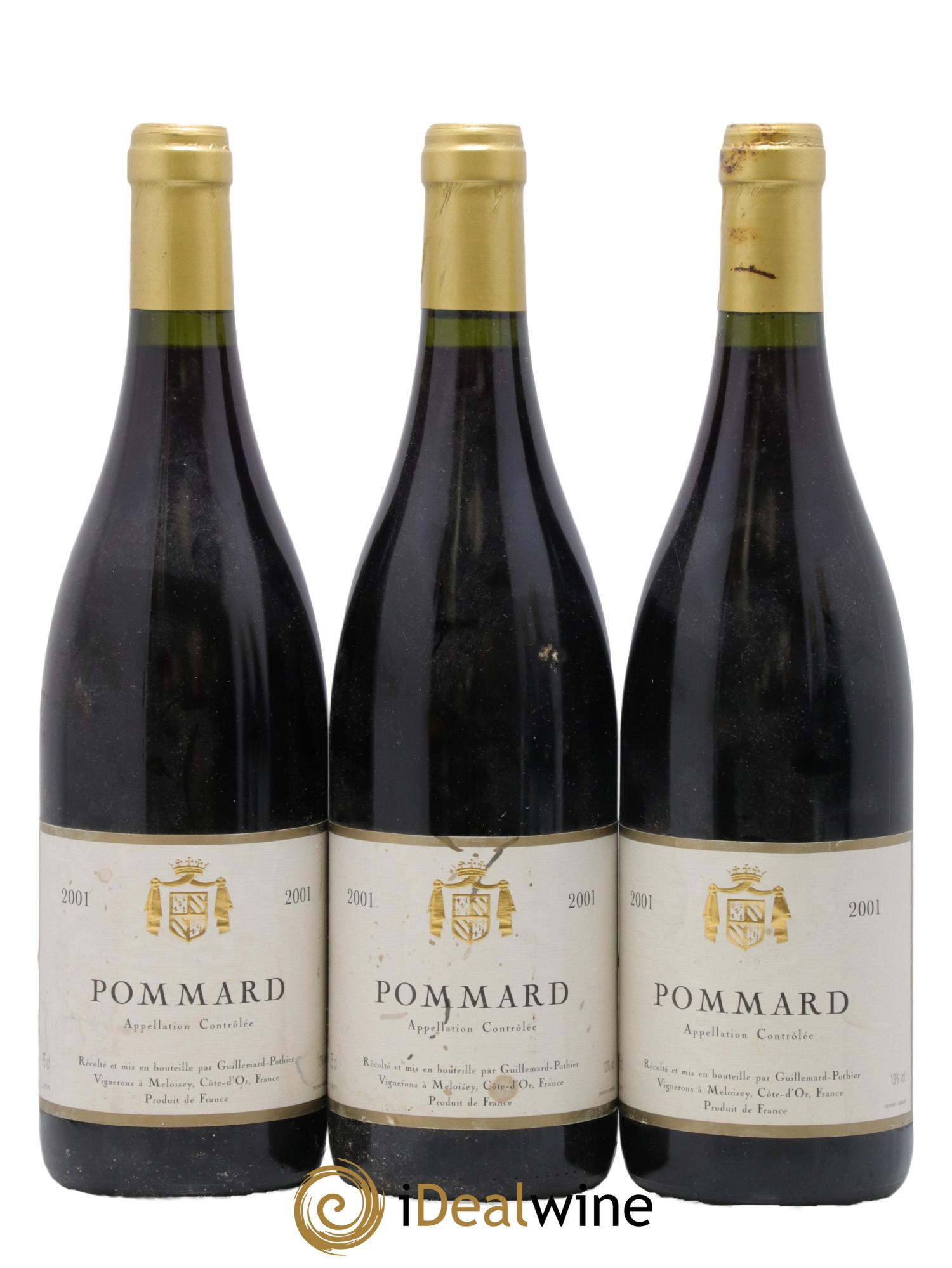 Pommard Guillemard-Pothier 2001 - Lotto di 3 bottiglie - 0