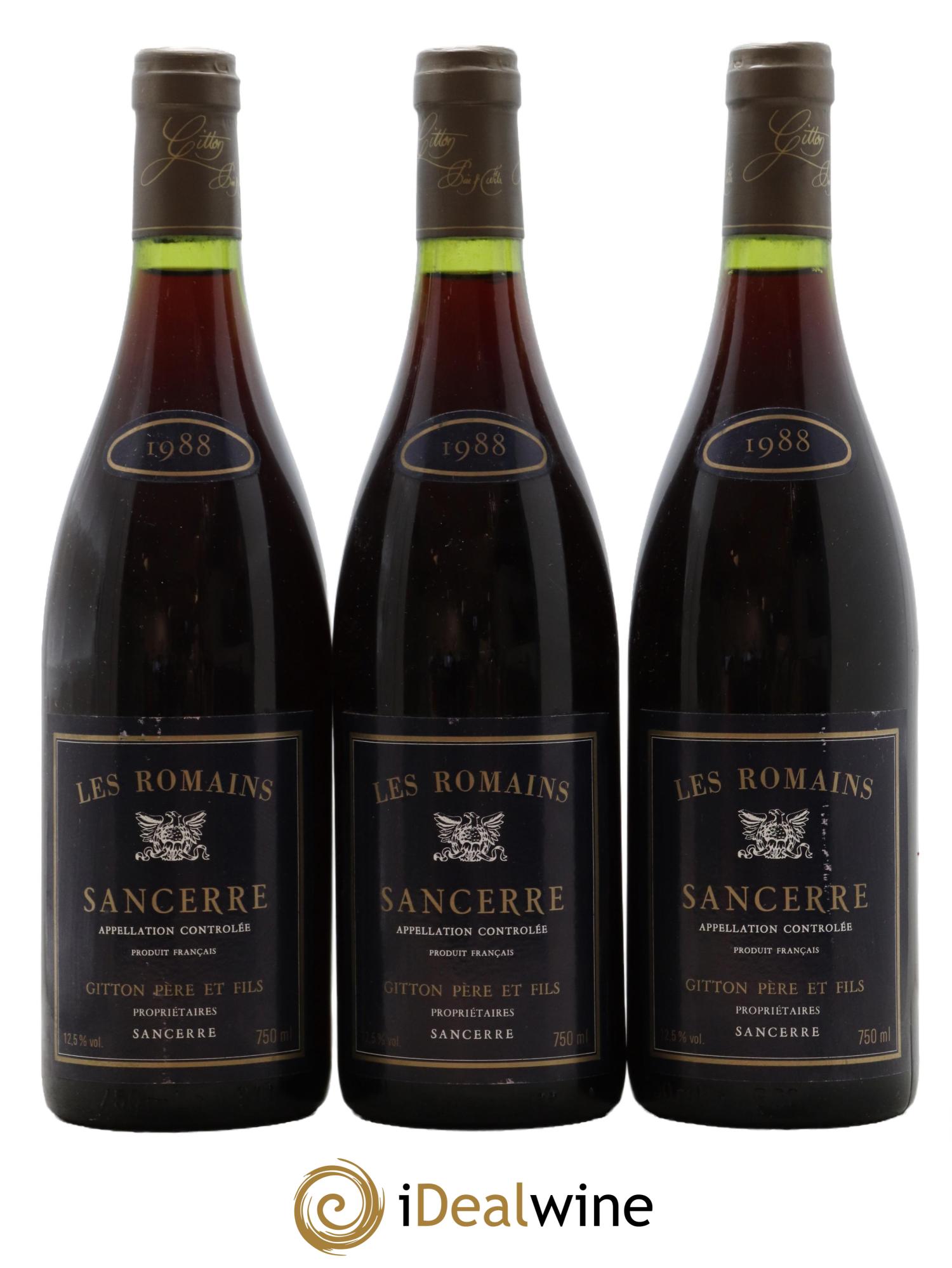 Sancerre Les Romains Gitton Père et Fils 1988 - Lot de 3 bouteilles - 0