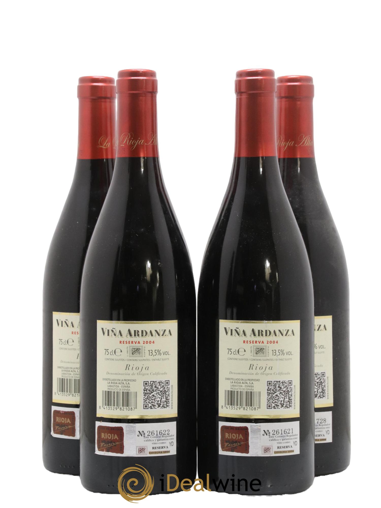 Rioja DOCa Vina Ardanza Reserva La Rioja Alta 2004 - Posten von 4 Flaschen - 1