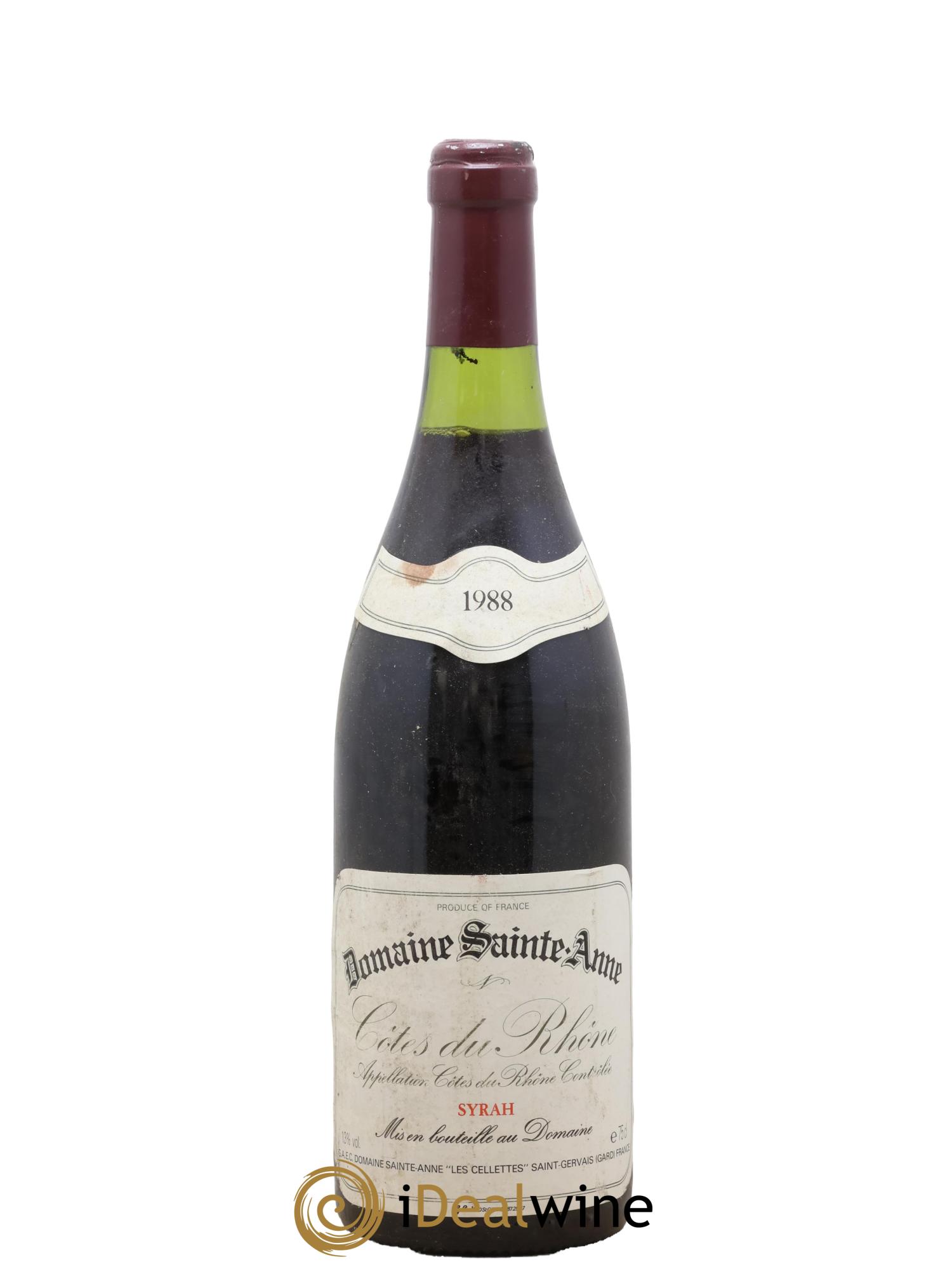 Côtes-du-Rhône Syrah Domaine Sainte-Anne 1988 - Posten von 1 Flasche - 0