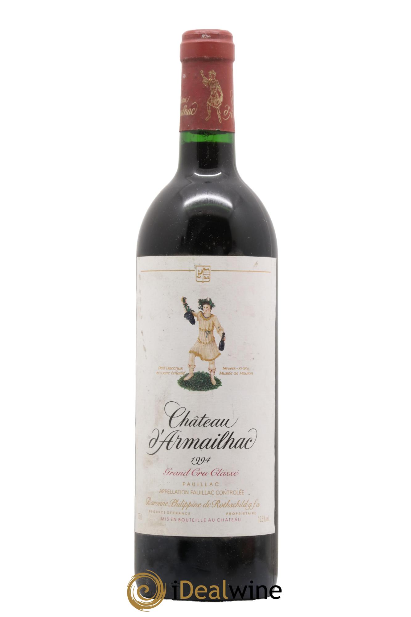 Château d' Armailhac - Mouton Baron(ne) Philippe 5ème Grand Cru Classé 1994 - Lot de 1 bouteille - 0