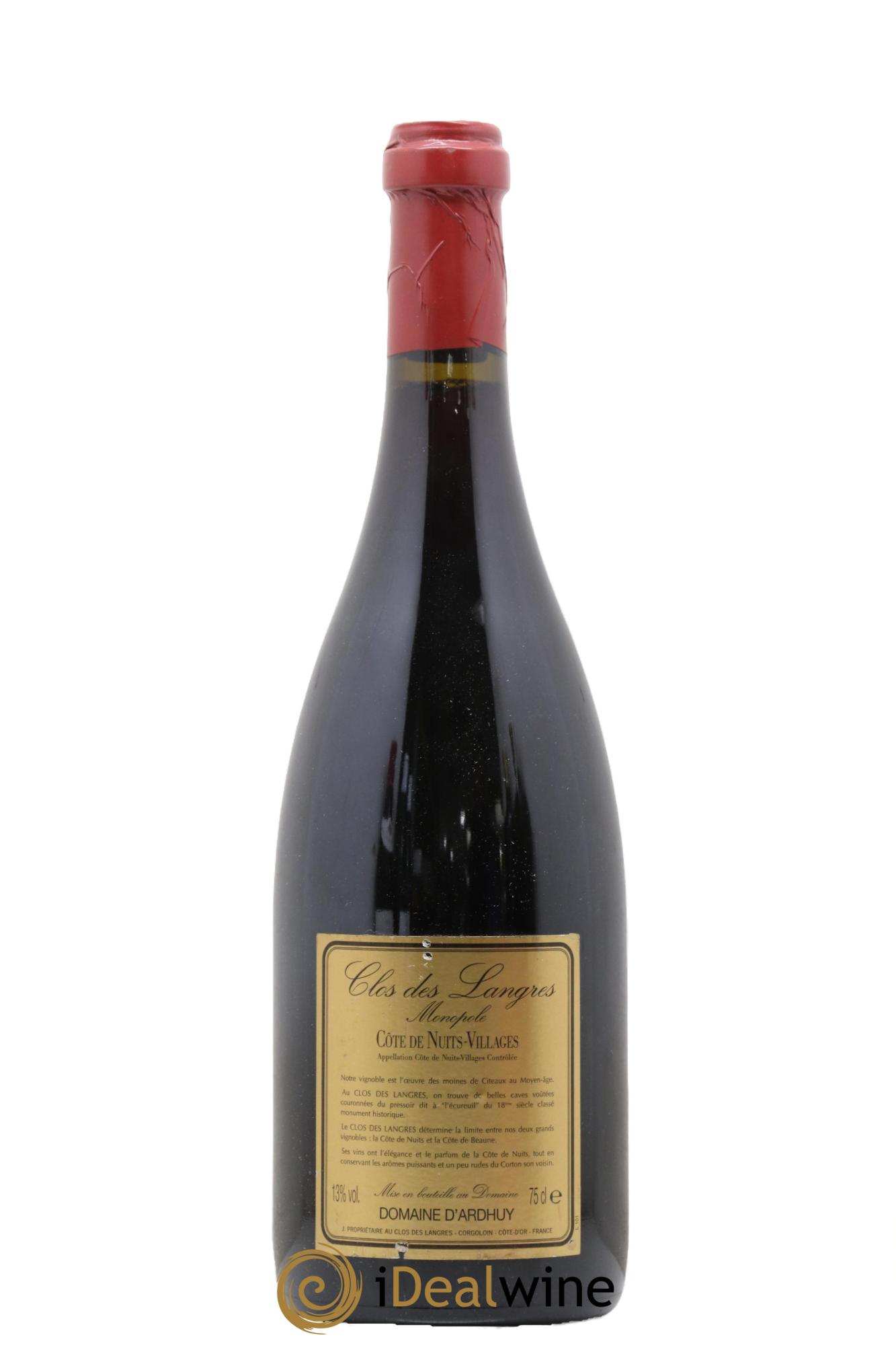 Côte de Nuits-Villages Clos Des Langres Domaine Ardhuy 2001 - Lot de 1 bouteille - 1