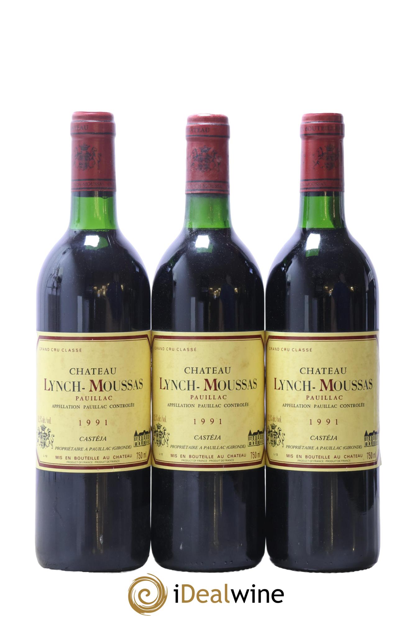 Château Lynch Moussas 5ème Grand Cru Classé 1991 - Lot de 3 bouteilles - 0