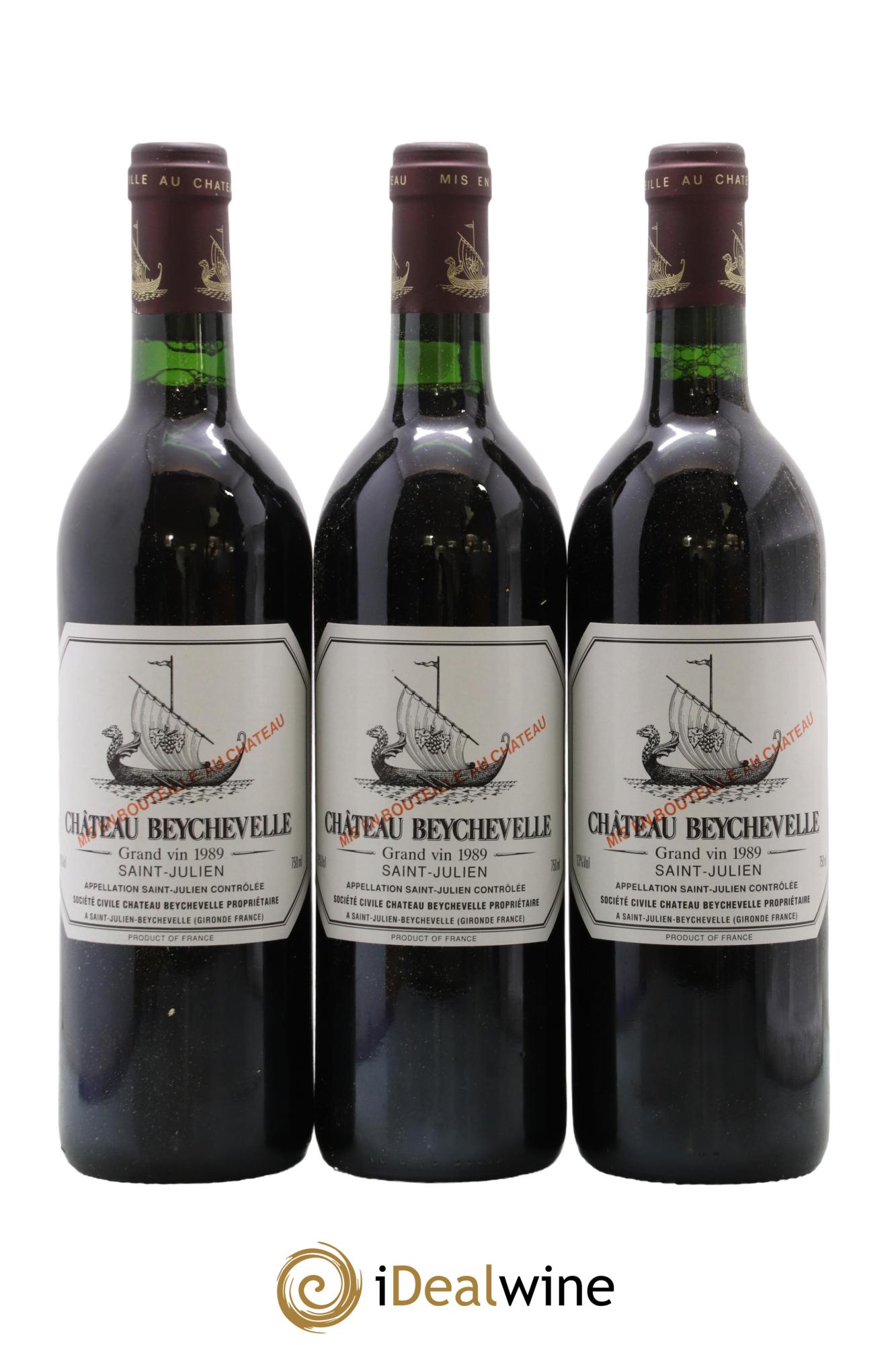 Château Beychevelle 4ème Grand Cru Classé 1989 - Lot de 3 bouteilles - 0