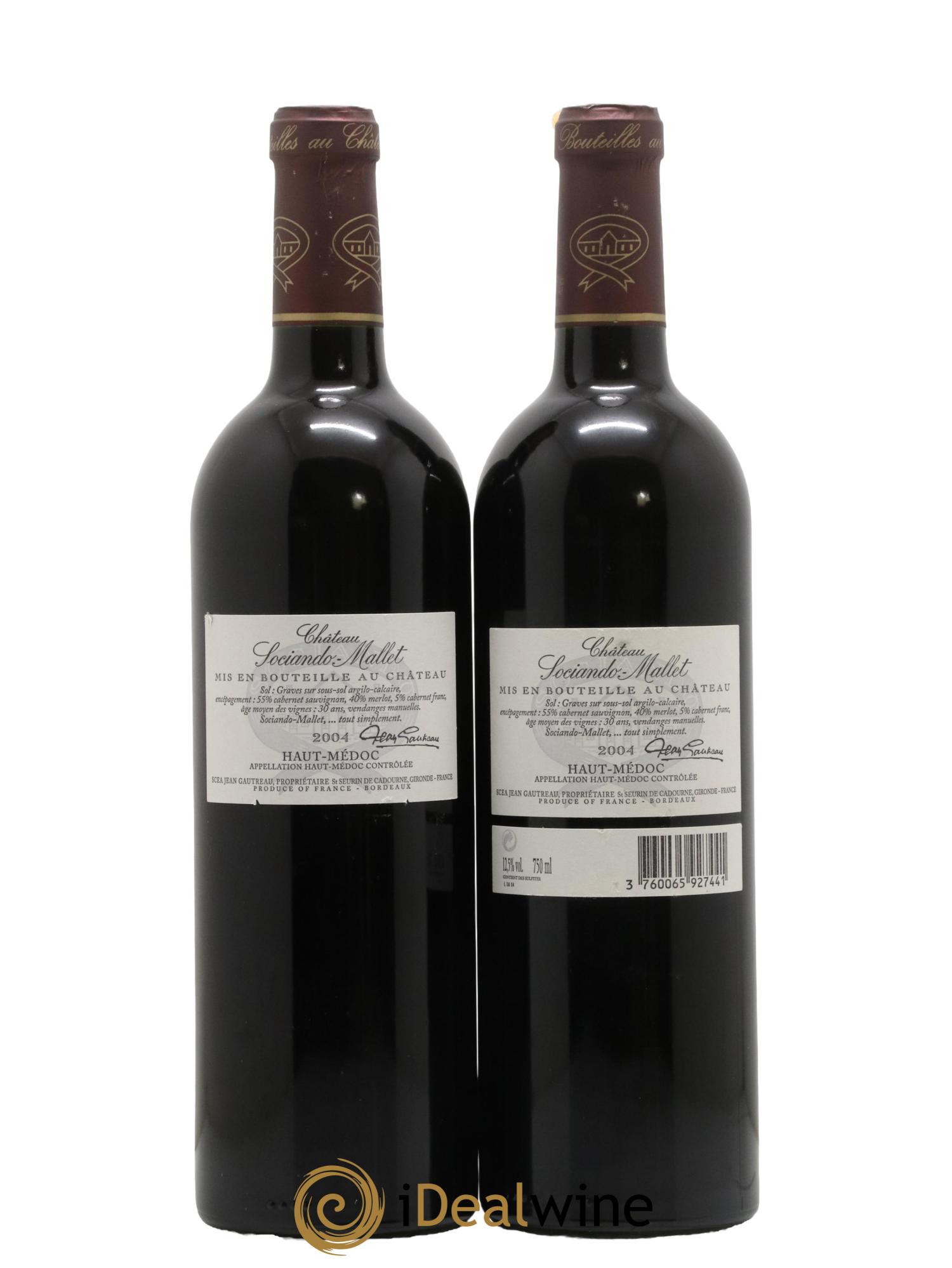 Château Sociando Mallet 2004 - Posten von 2 Flaschen - 1