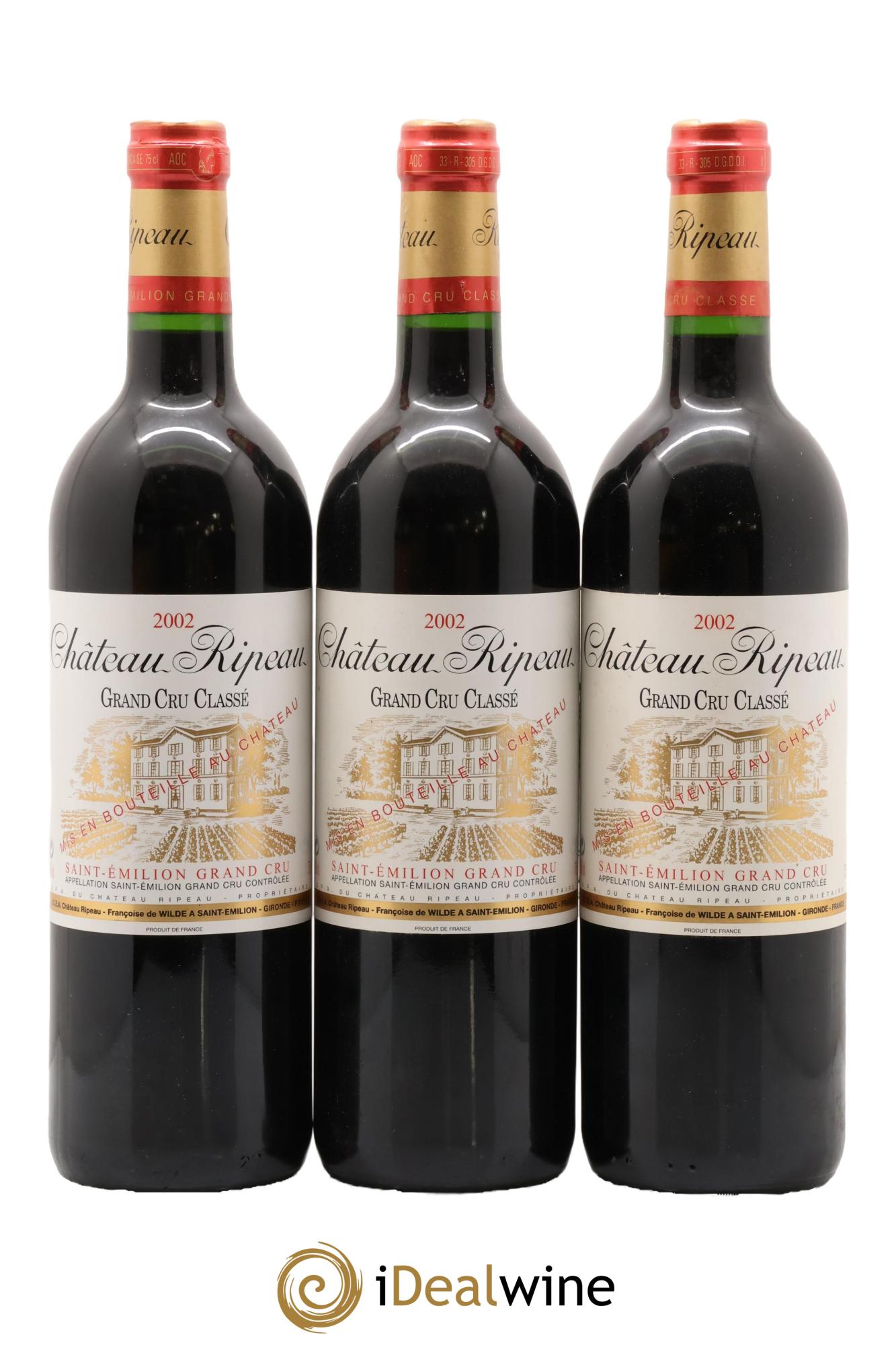 Château Ripeau Grand Cru Classé 2002 - Lotto di 3 bottiglie - 0