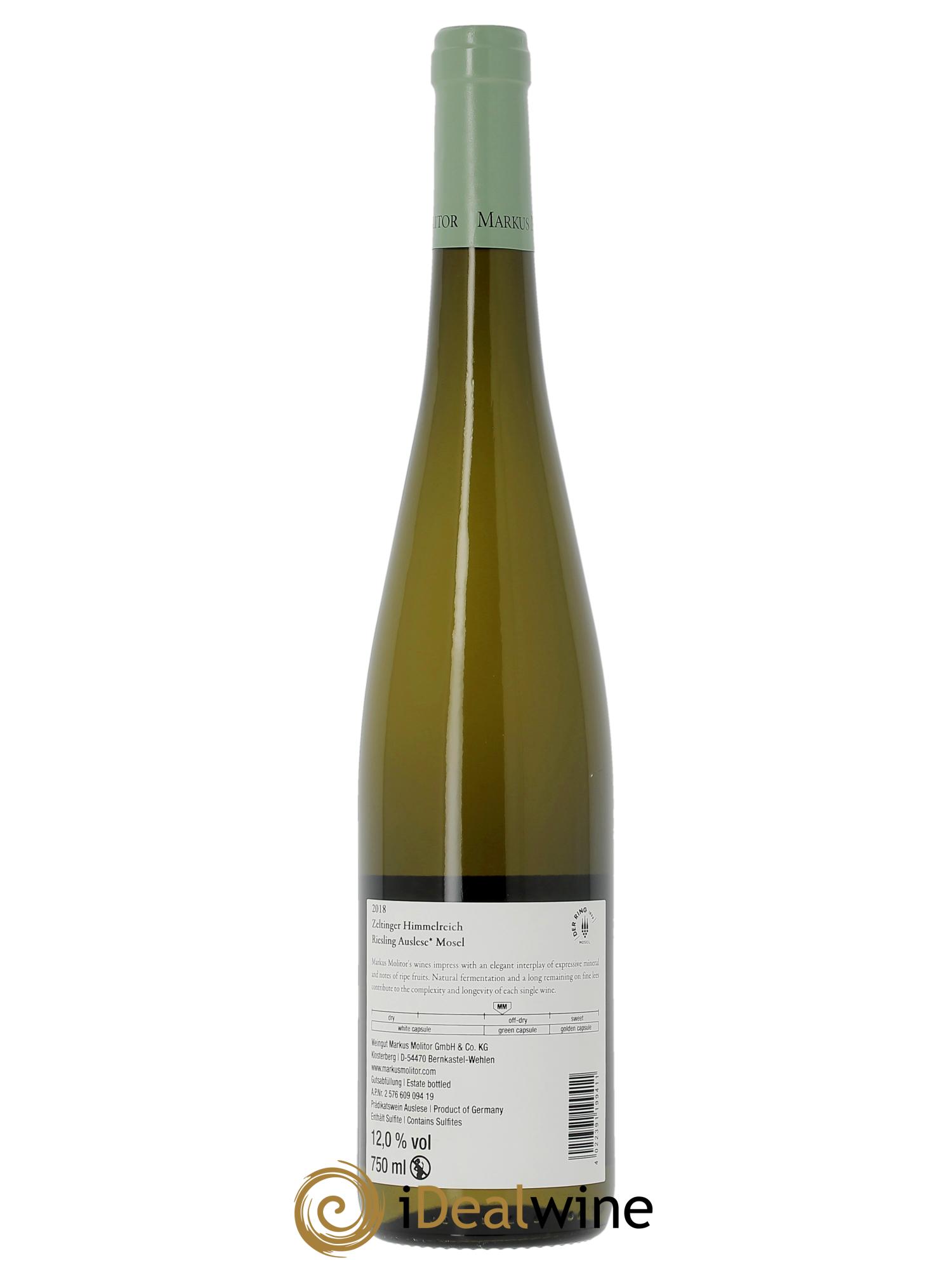 Riesling Markus Molitor Zeltinger Himmelreich Auslese* Green Capsule  2018 - Posten von 1 Flasche - 1