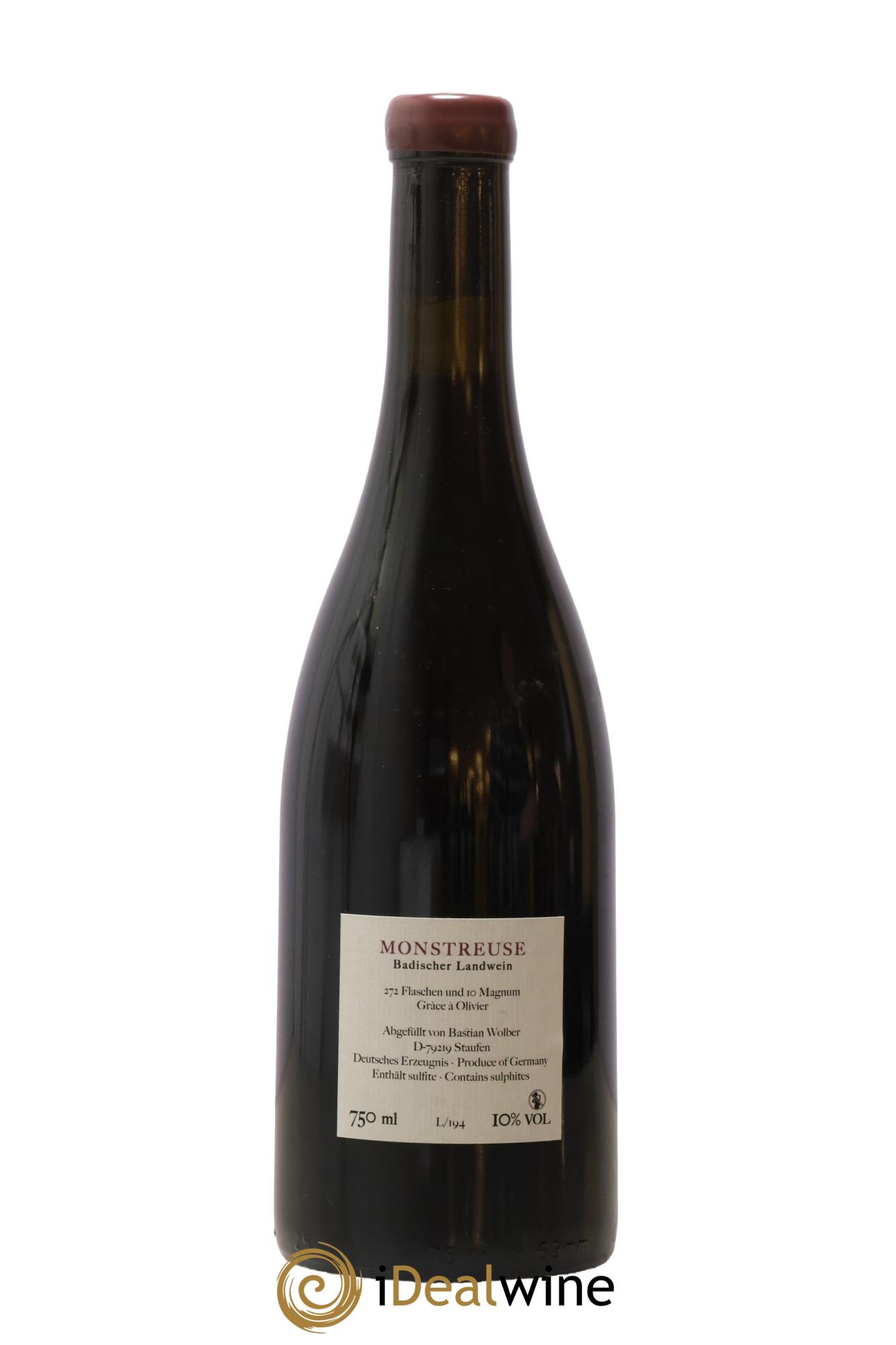 Allemagne Monstreuse Badischer Landwein Bastian Wolber 2019 - Lot de 1 bouteille - 1