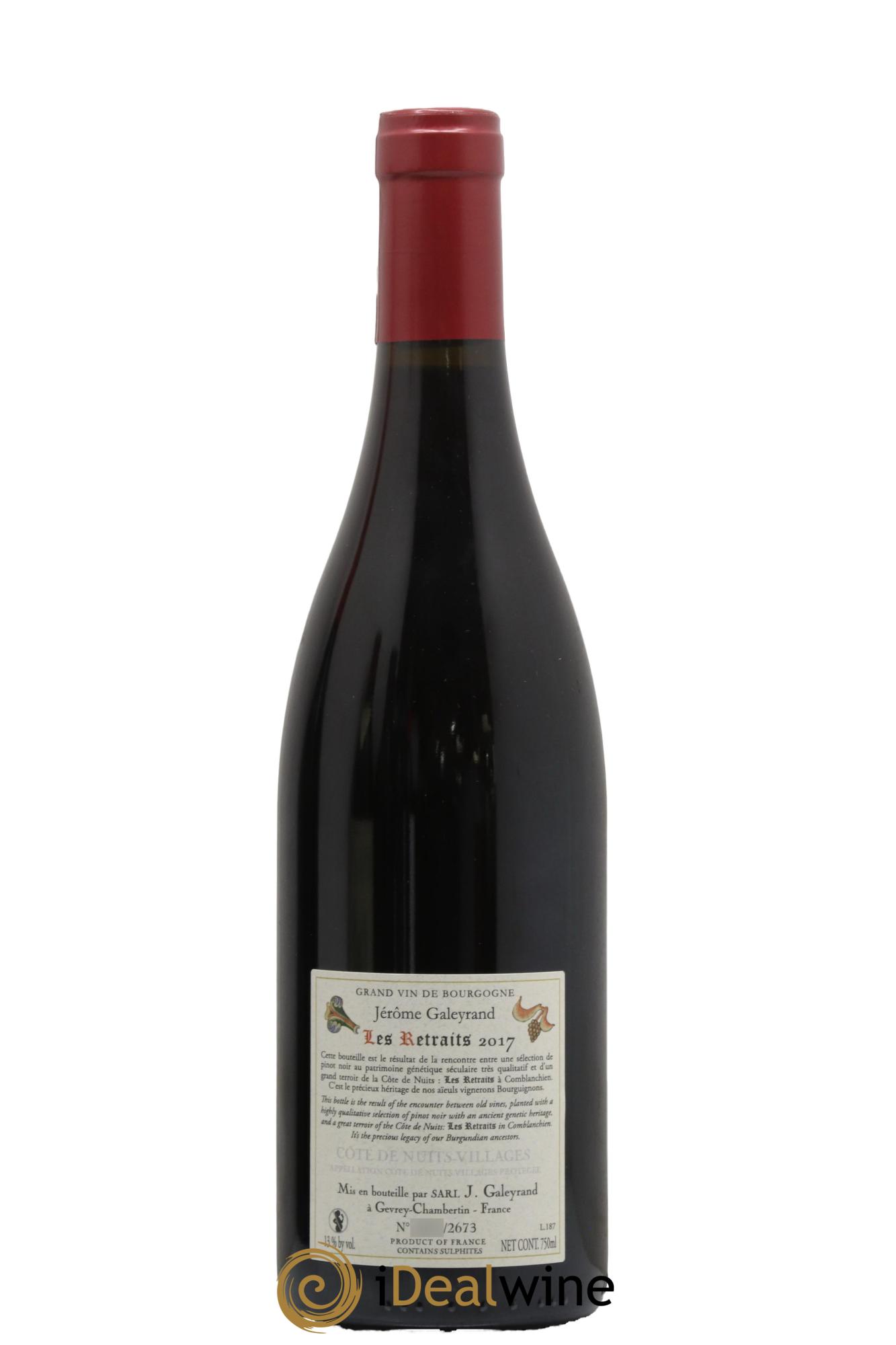 Côte de Nuits-Villages Les Retraits Jérôme Galeyrand 2017 - Lot of 1 bottle - 1