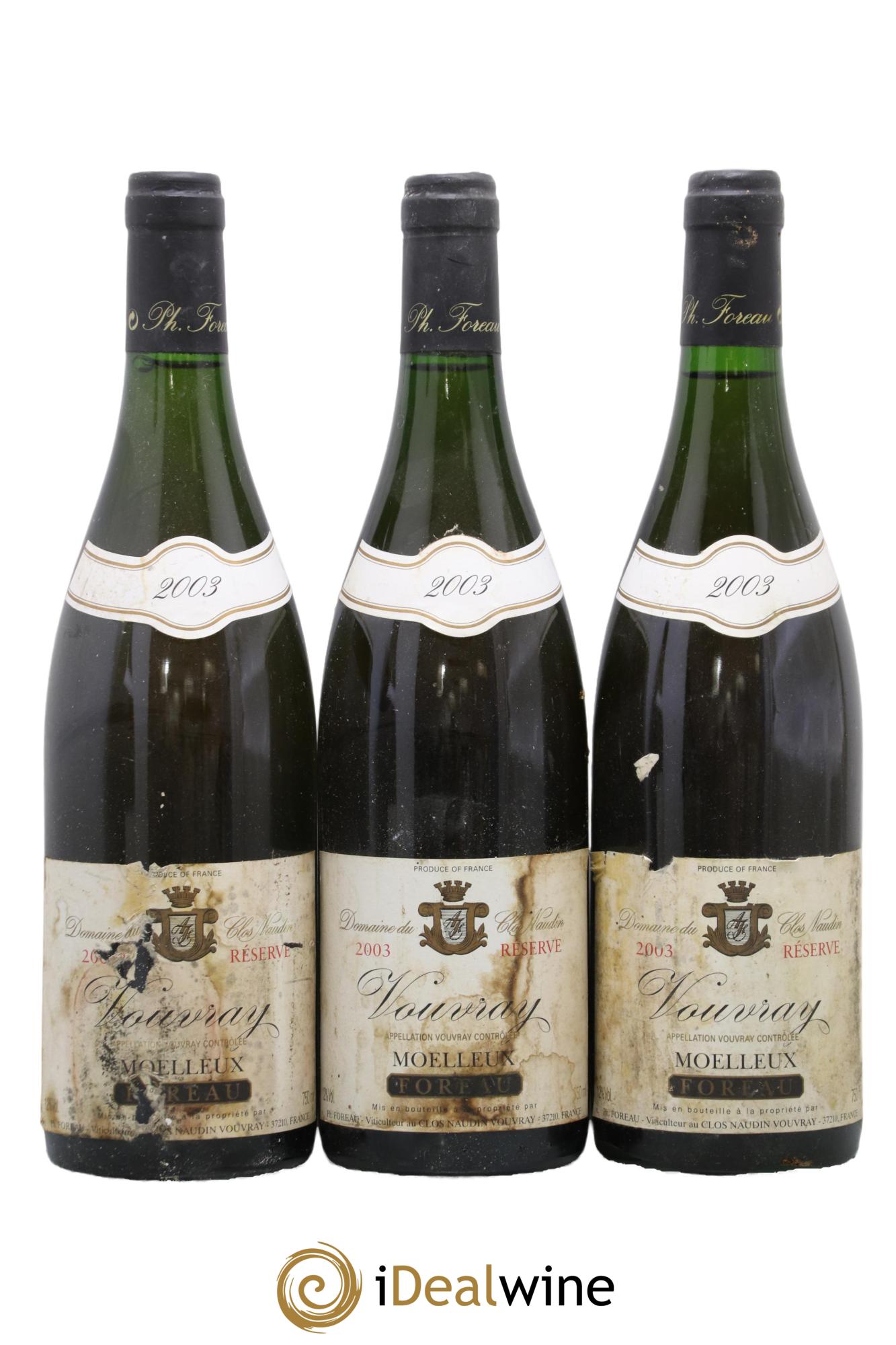 Vouvray Moelleux Réserve Clos Naudin - Philippe Foreau 2003 - Lot de 3 bouteilles - 0