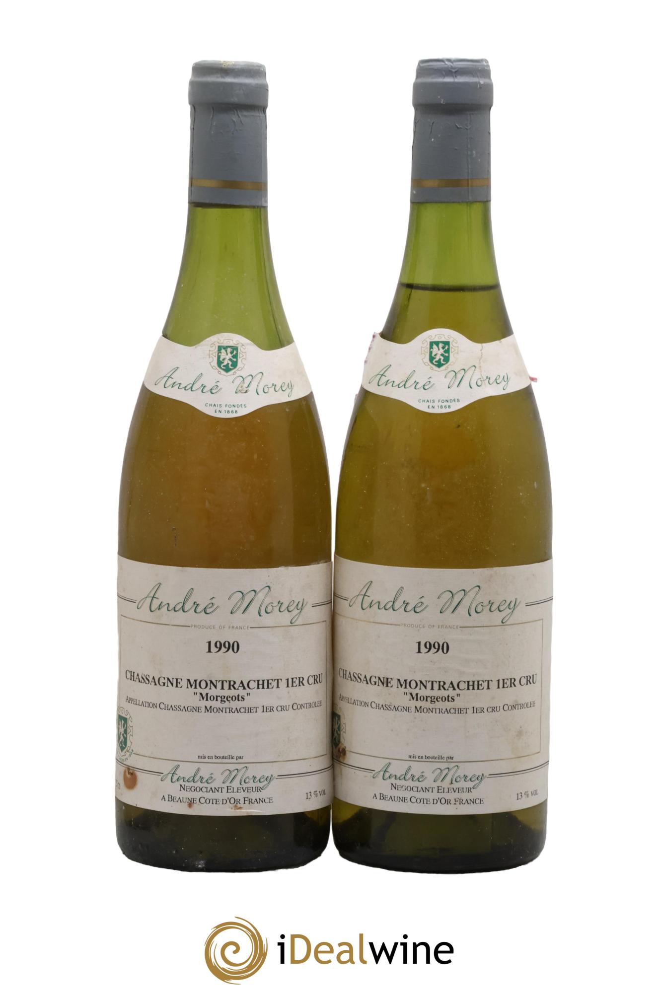 Chassagne-Montrachet 1er Cru Morgeots André Morey 1990 - Lot de 2 bouteilles - 0
