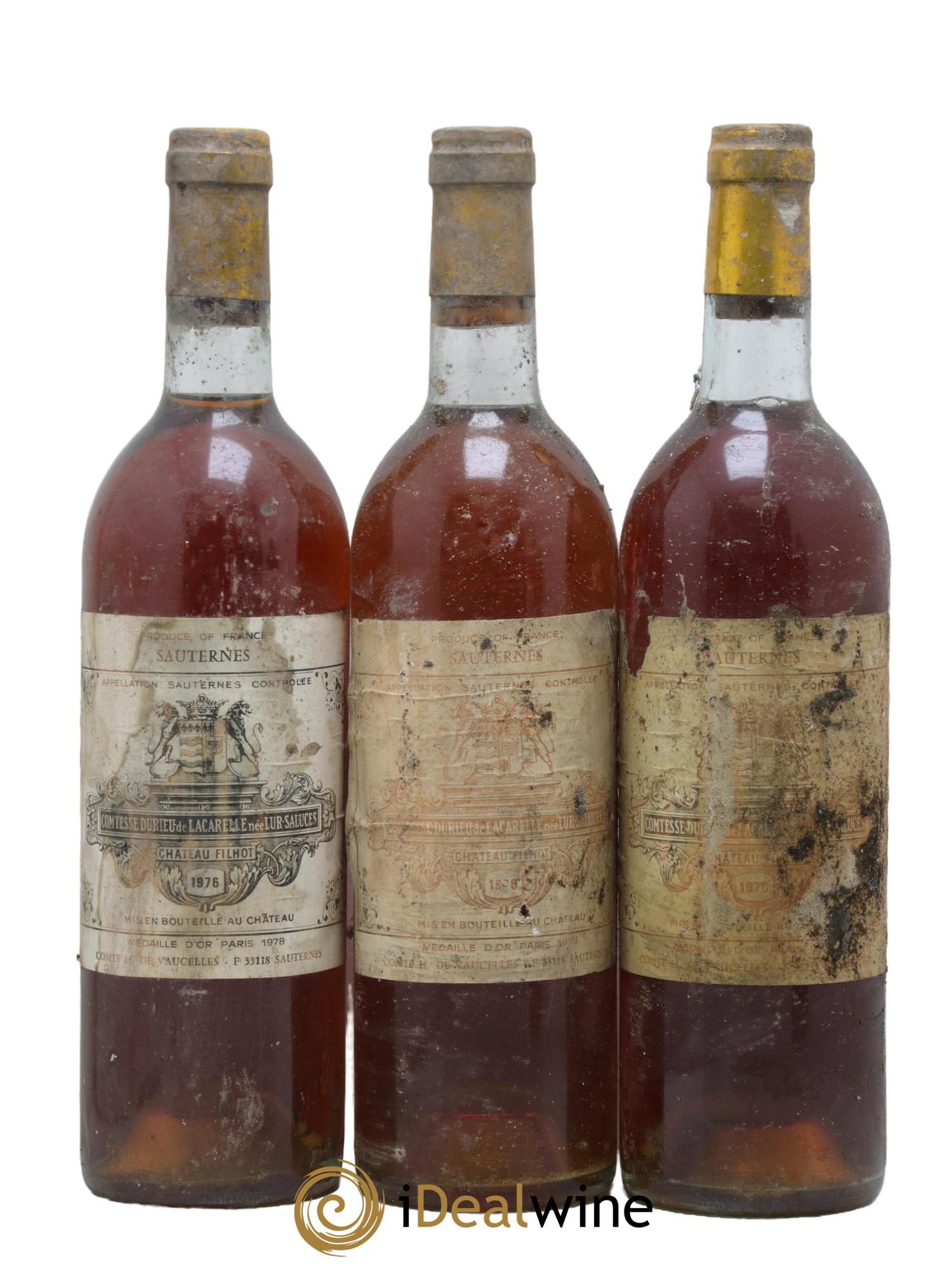 Château Filhot 2ème Grand Cru Classé 1976 - Lotto di 3 bottiglie - 0