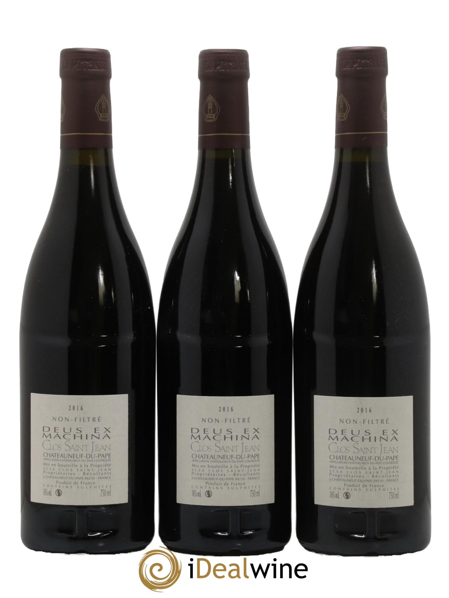 Châteauneuf-du-Pape Clos Saint-Jean Deus Ex Machina Pascal et Vincent Maurel 2016 - Lot of 3 bottles - 1