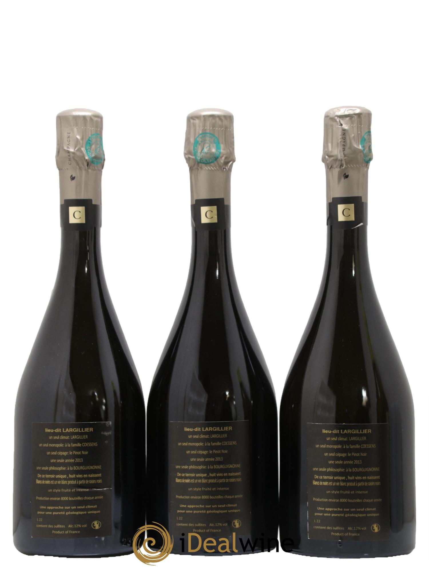 Champagne Largillier Maison Coessens 2013 - Lot de 3 bouteilles - 1
