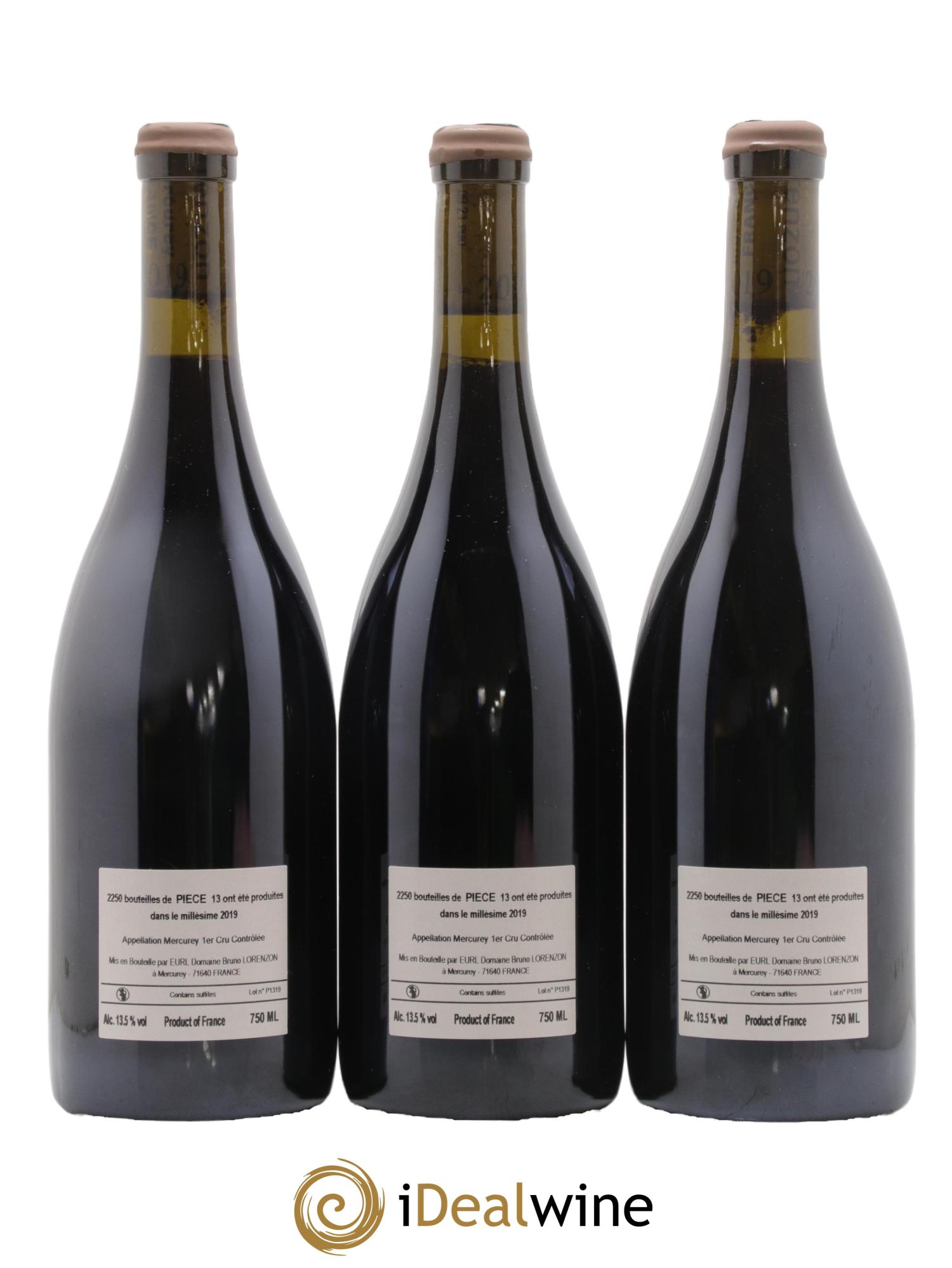 Mercurey 1er Cru Pièce 13 Bruno Lorenzon 2019 - Lot de 3 bouteilles - 1