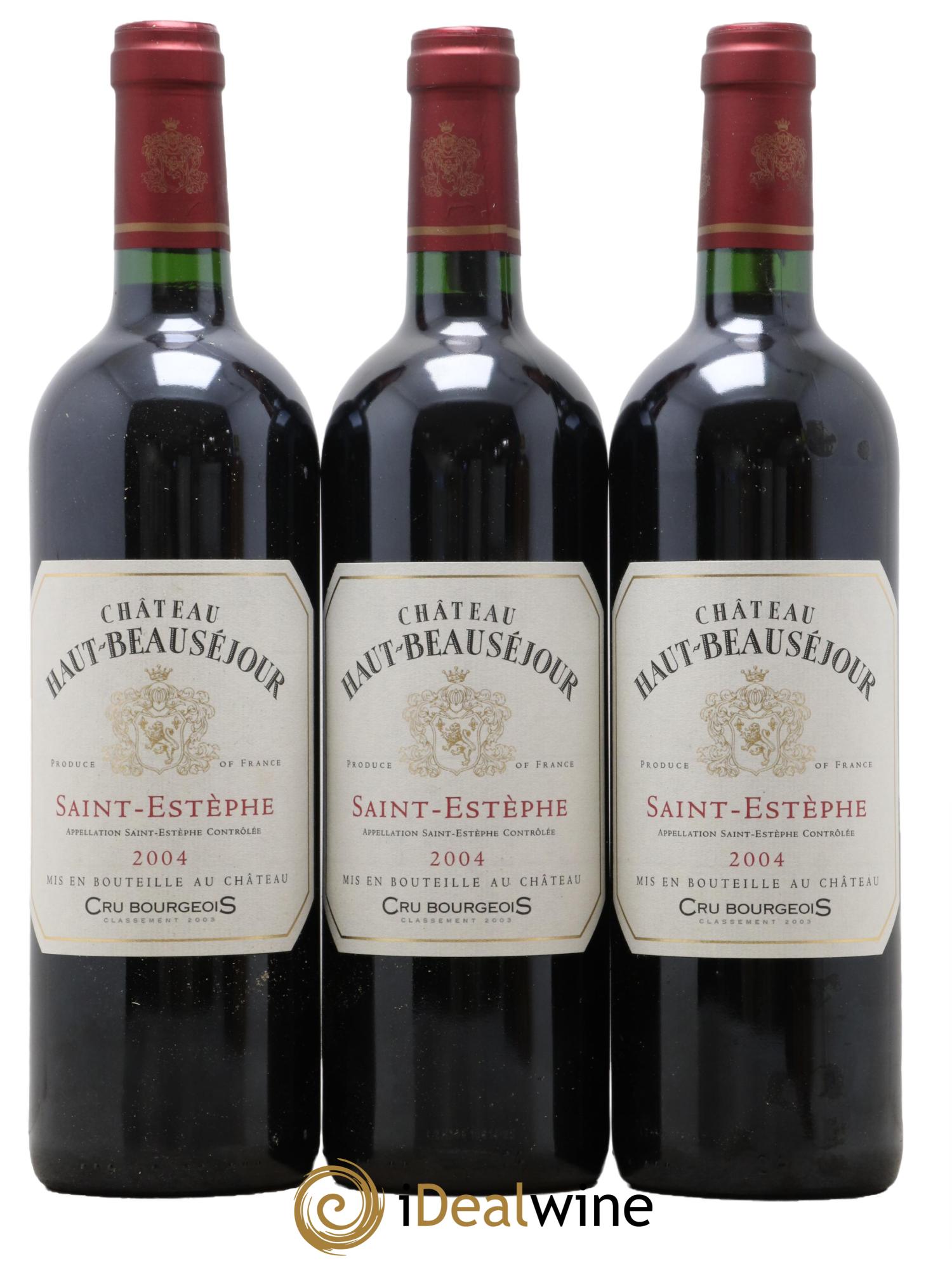 Château Haut Beauséjour Cru Bourgeois 2004 - Lot de 3 bouteilles - 0