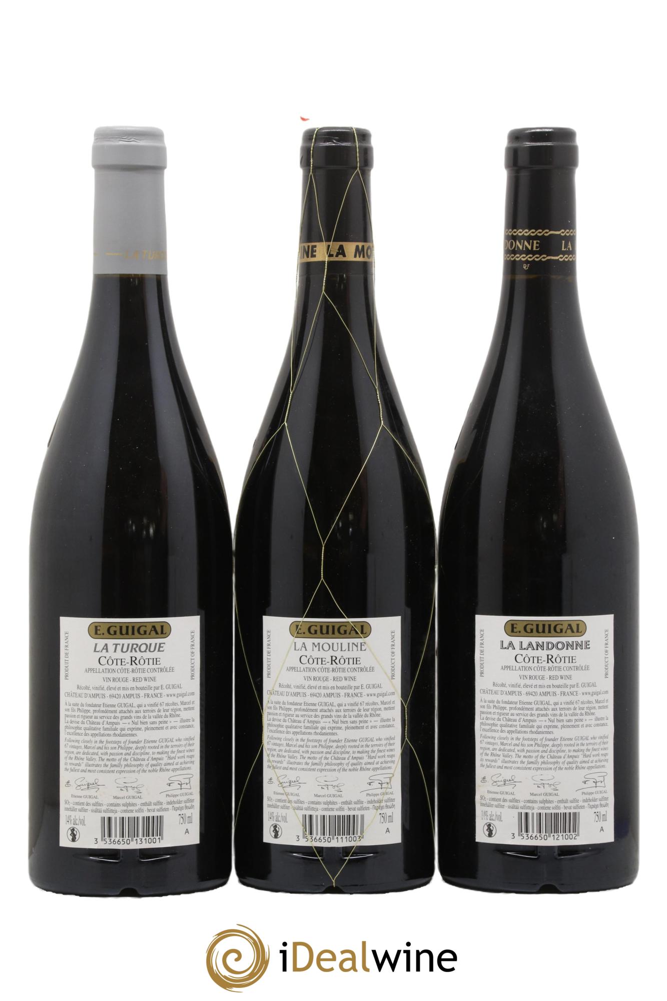 Côte-Rôtie Guigal Trilogie La Turque - La Landonne - La Mouline 2015 - Lot of 3 bottles - 1