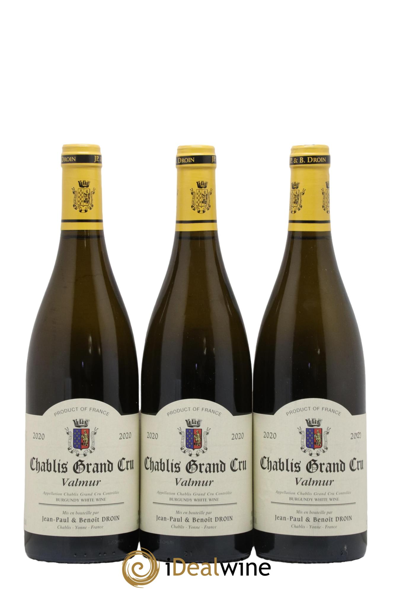 Chablis Grand Cru Valmur Jean-Paul & Benoît Droin (Domaine) 2020 - Lotto di 3 bottiglie - 0