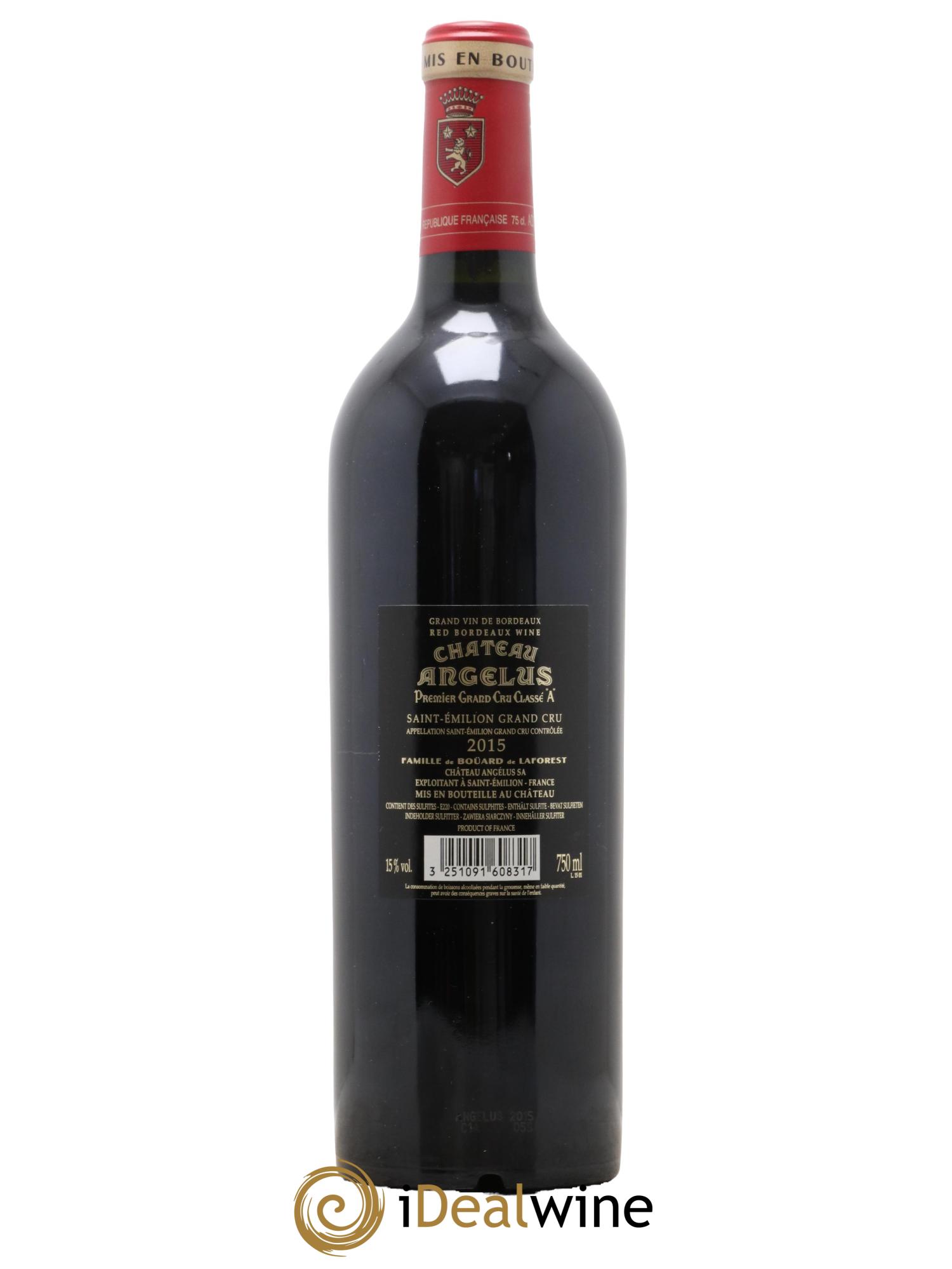 Château Angélus 1er Grand Cru Classé A 2015 - Lot de 1 bouteille - 1