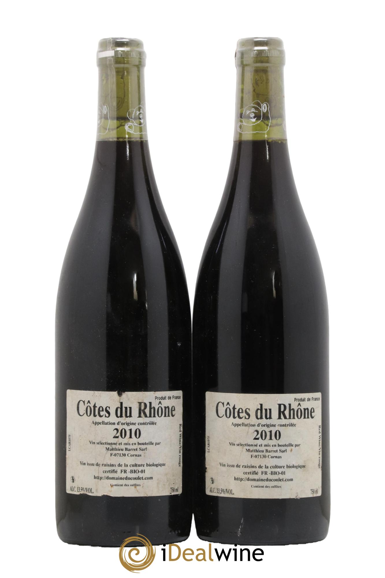Côtes-du-Rhône Carignache Matthieu Barret 2010 - Lot de 2 bouteilles - 1