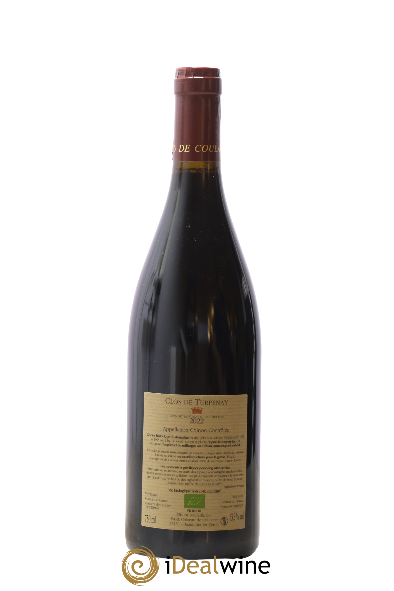 Chinon Clos Du Tupernay Château De Coulaine 2022 - Lot de 1 bouteille - 1
