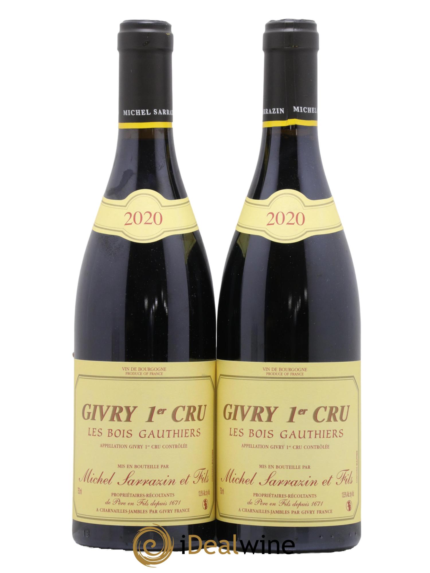 Givry 1er Cru Les Bois Gauthiers Michel Sarrazin 2020 - Lot de 2 bouteilles - 0