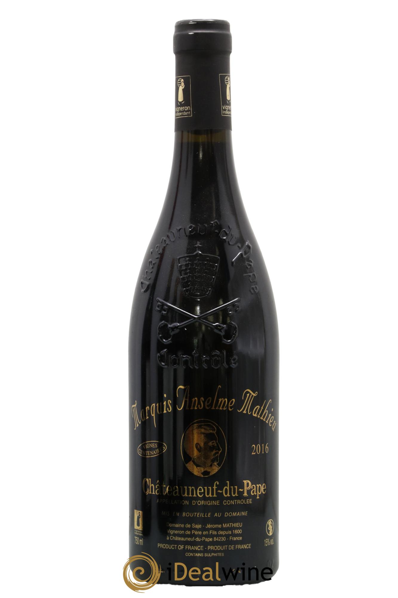 Châteauneuf-du-Pape Marquis Anselme Mathieu 2016 - Posten von 1 Flasche - 0