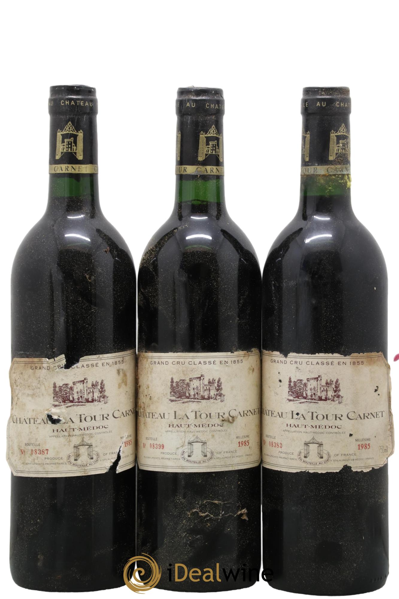 Château la Tour Carnet 4ème Grand Cru Classé 1985 - Lot of 3 bottles - 0