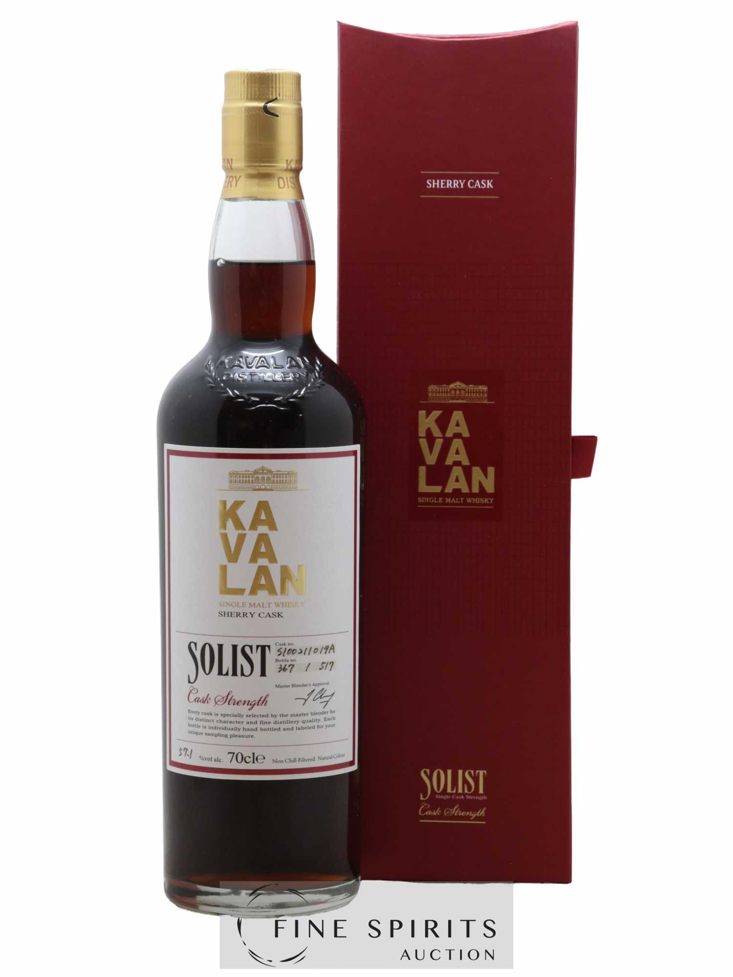 Kavalan Of. Solist Sherry Cask n°S100511019A - One of 517 - bottled 2015 Cask Strength - Lot de 1 bouteille - 0
