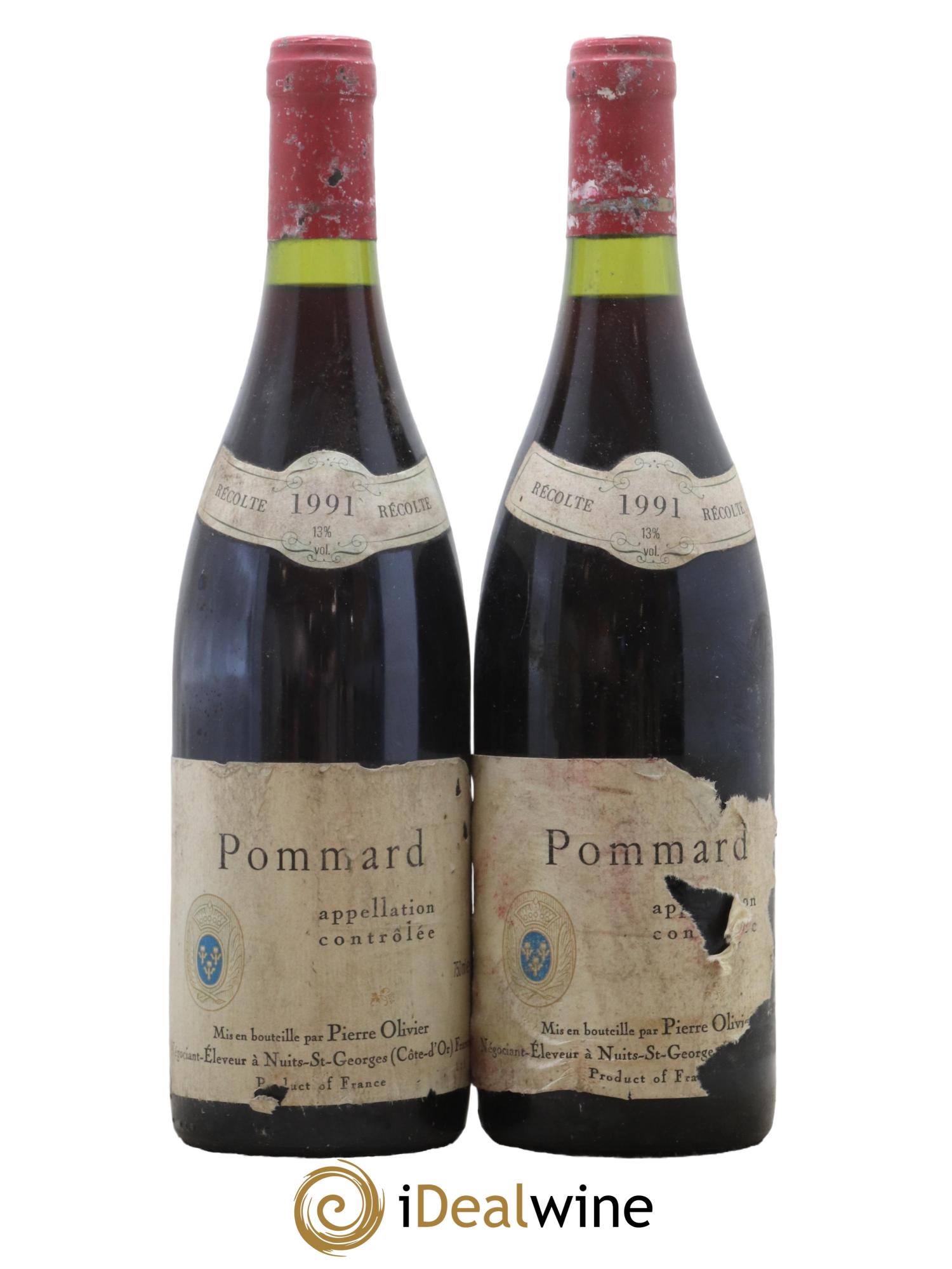 Pommard Domaine Pierre Olivier 1991 - Lot de 2 bouteilles - 0