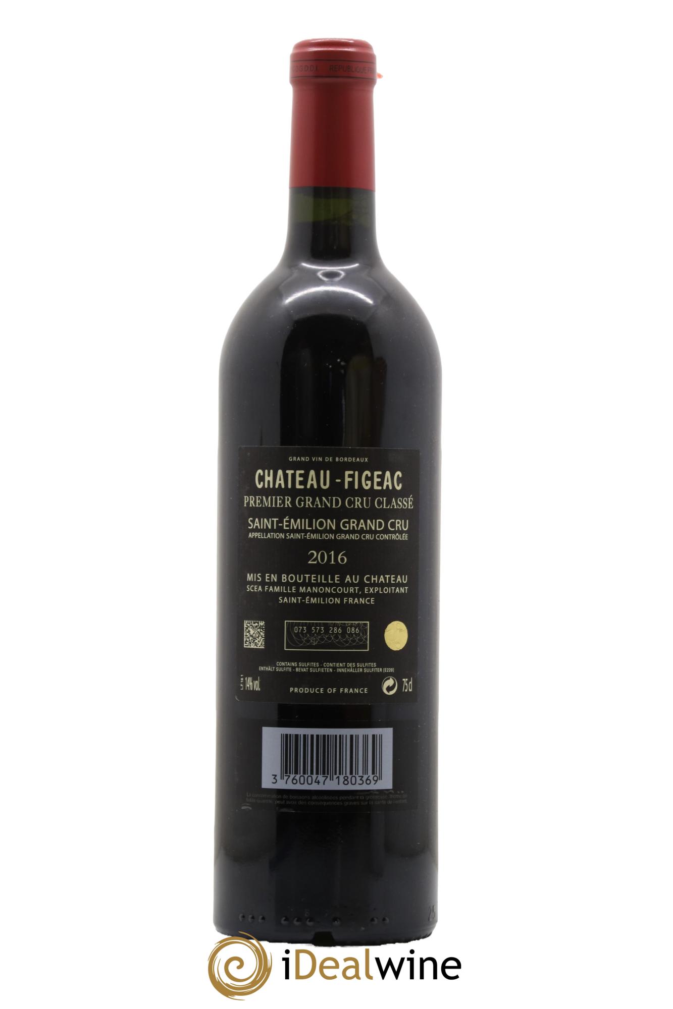 Château Figeac 1er Grand Cru Classé A 2016 - Lot de 1 bouteille - 1