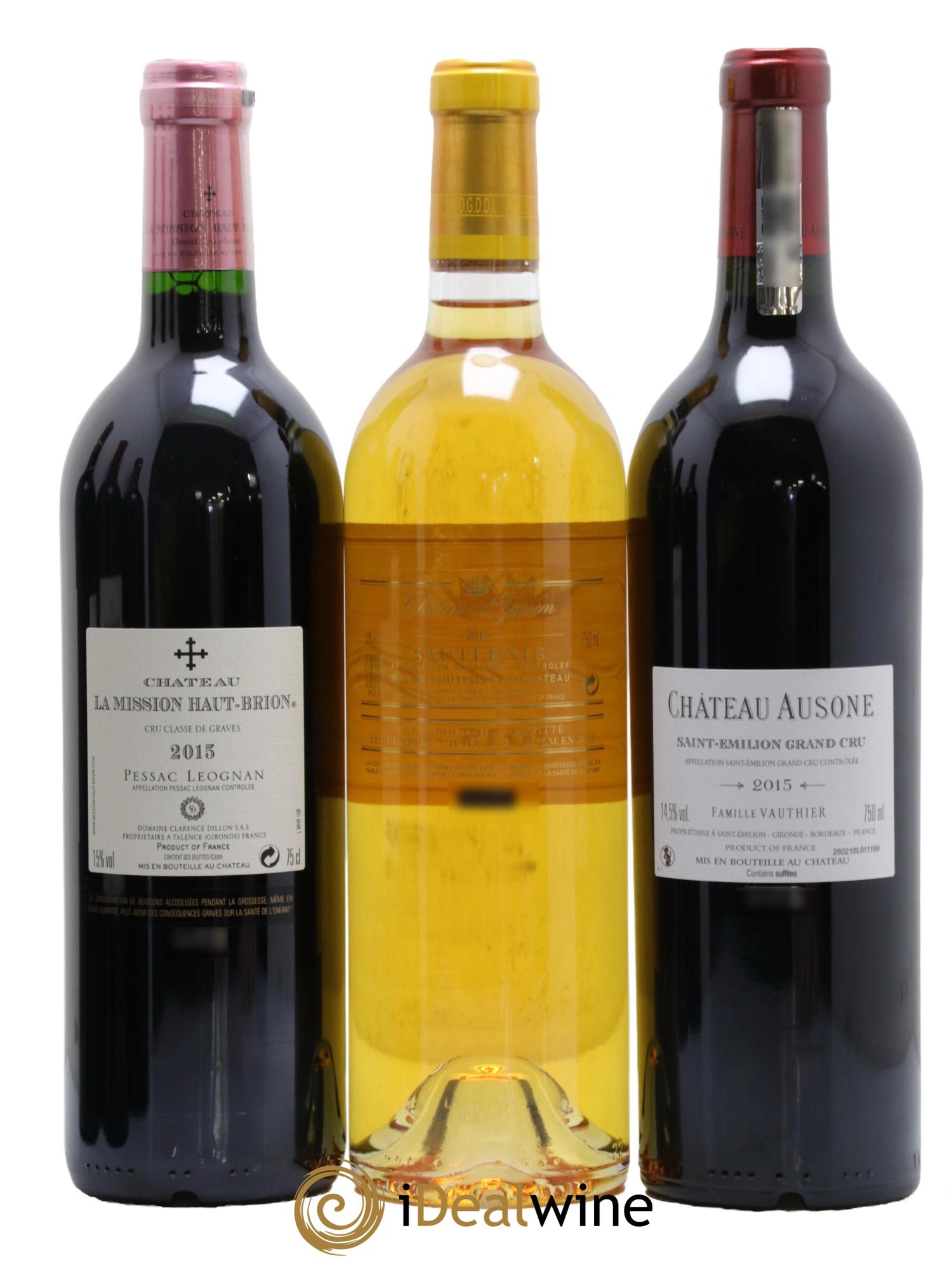 Caisse Collection Duclot  PETRUS - MARGAUX - LAFITE - MOUTON ROTHSCHILD - HAUT-BRION - CHEVAL BLANC - MISSION HAUT-BRION - AUSONE - YQUEM 2015 - Lot of 9 bottles - 6