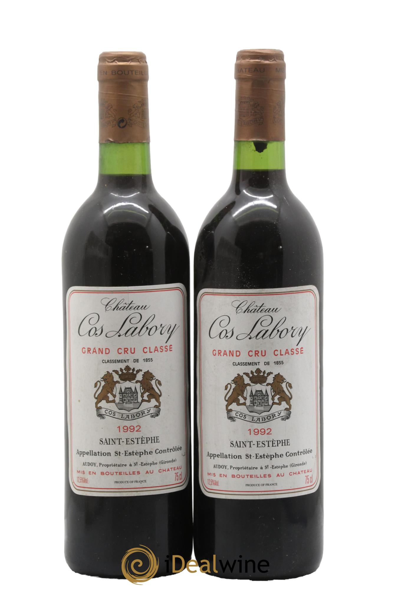 Château Cos Labory 5ème Grand Cru Classé 1992 - Lotto di 2 bottiglie - 0
