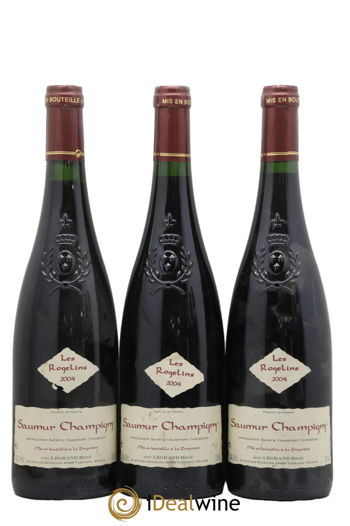 Saumur-Champigny Les Rogelins Clotilde Legrand (anciennement René-Noël Legrand) 2004 - Lotto di 3 bottiglie - 0