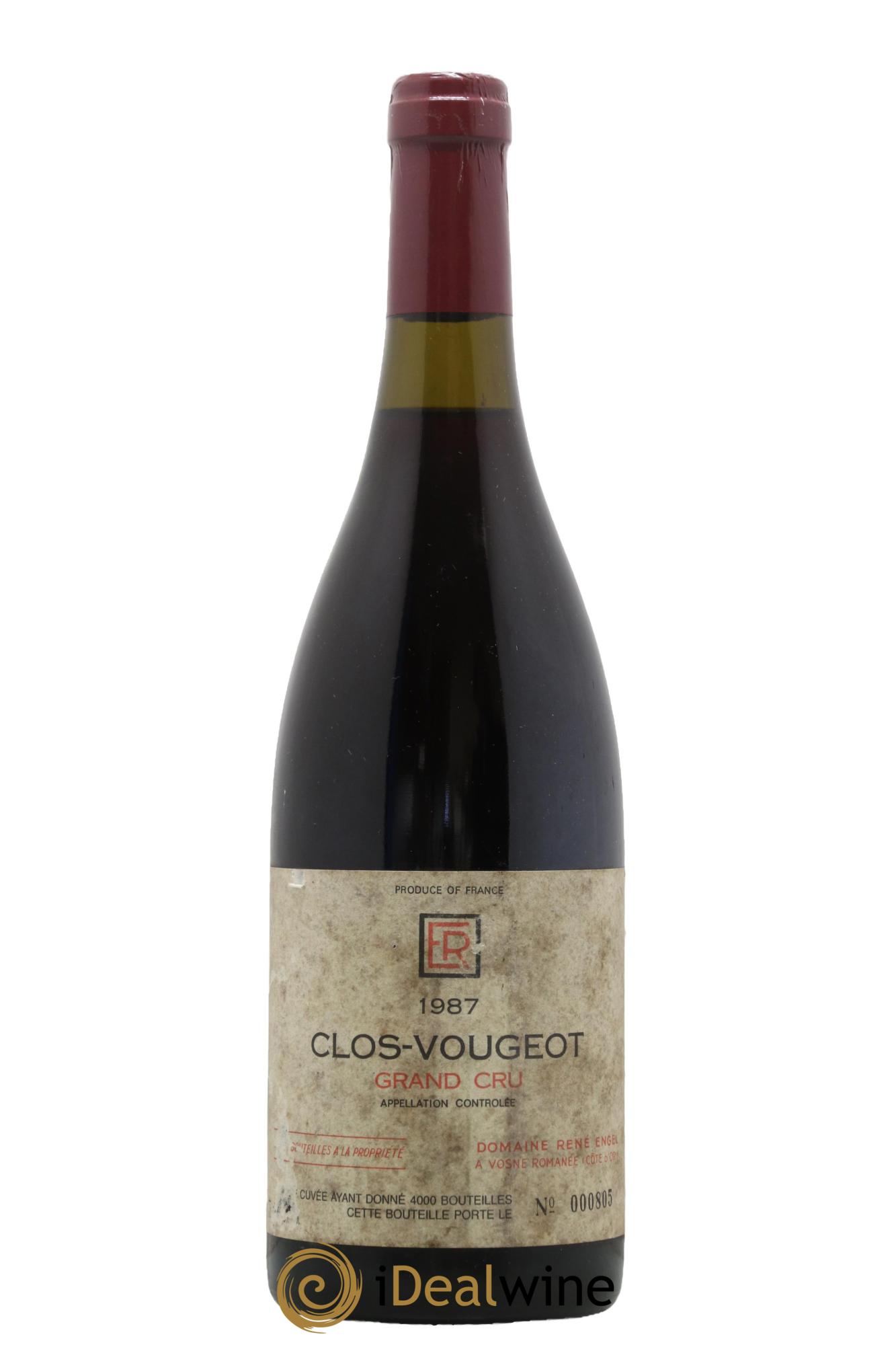 Clos de Vougeot Grand Cru Domaine René Engel - Domaine Eugénie 1987 - Lot de 1 bouteille - 0