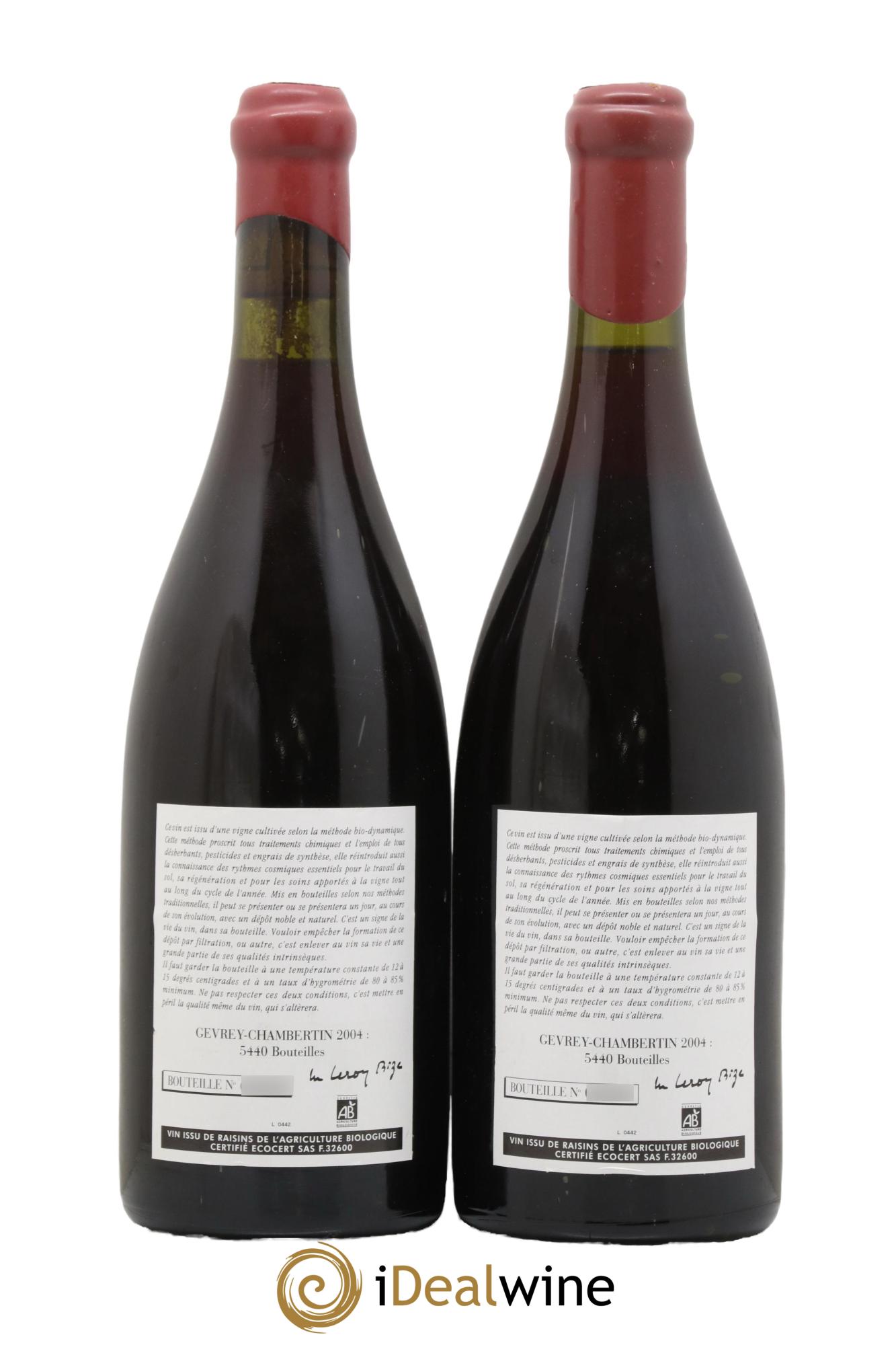 Gevrey-Chambertin Leroy (Domaine) 2004 - Lot of 2 bottles - 1