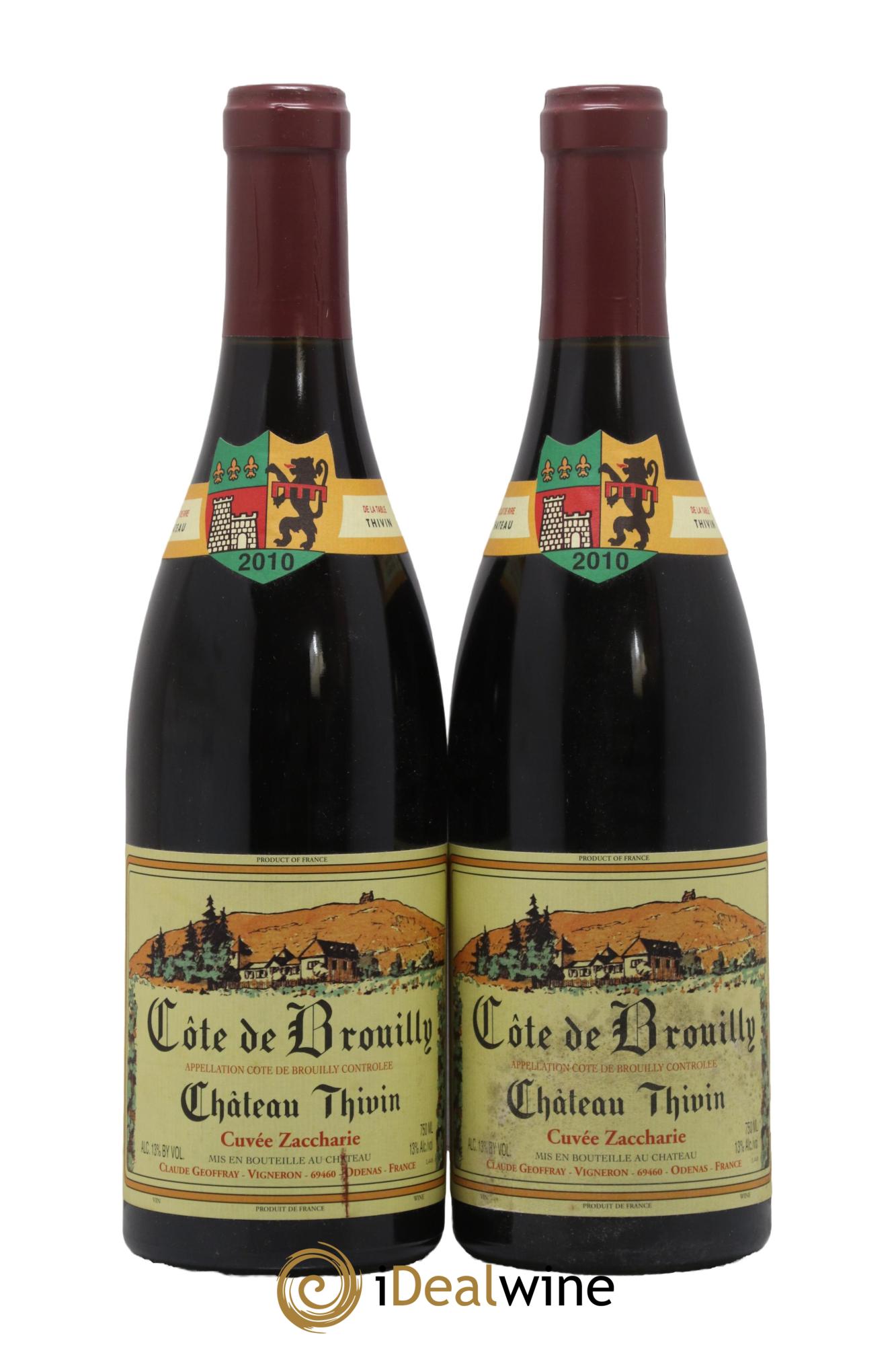 Côte de Brouilly Cuvée Zaccharie Château Thivin 2010 - Lotto di 2 bottiglie - 0