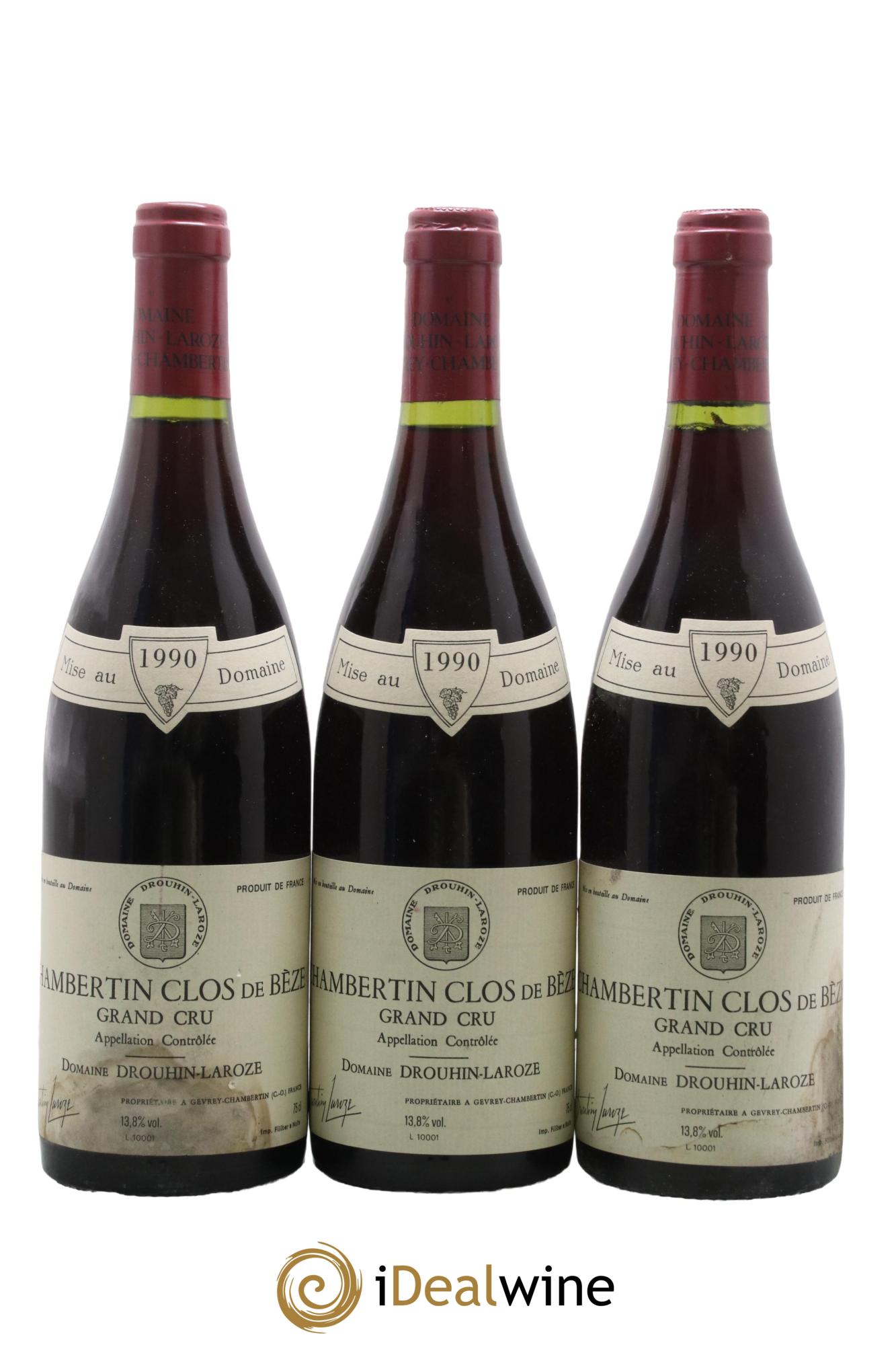 Chambertin Clos de Bèze Grand Cru Domaine Drouhin-Laroze 1990 - Lot de 3 bouteilles - 0