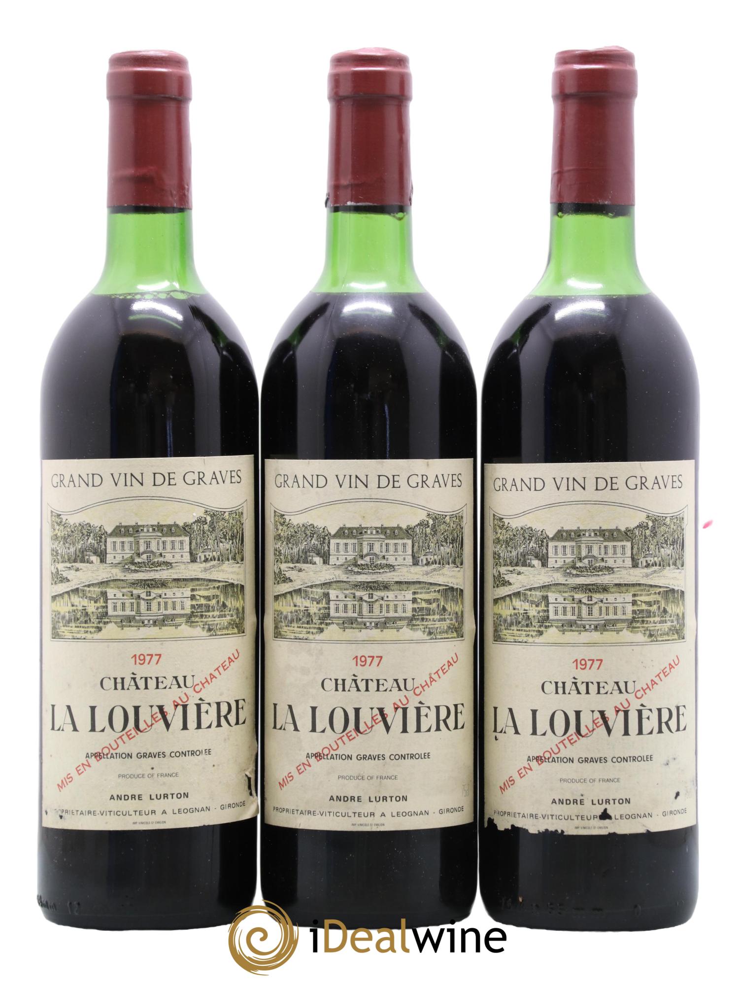 Château la Louvière 1977 - Lot de 3 bouteilles - 0