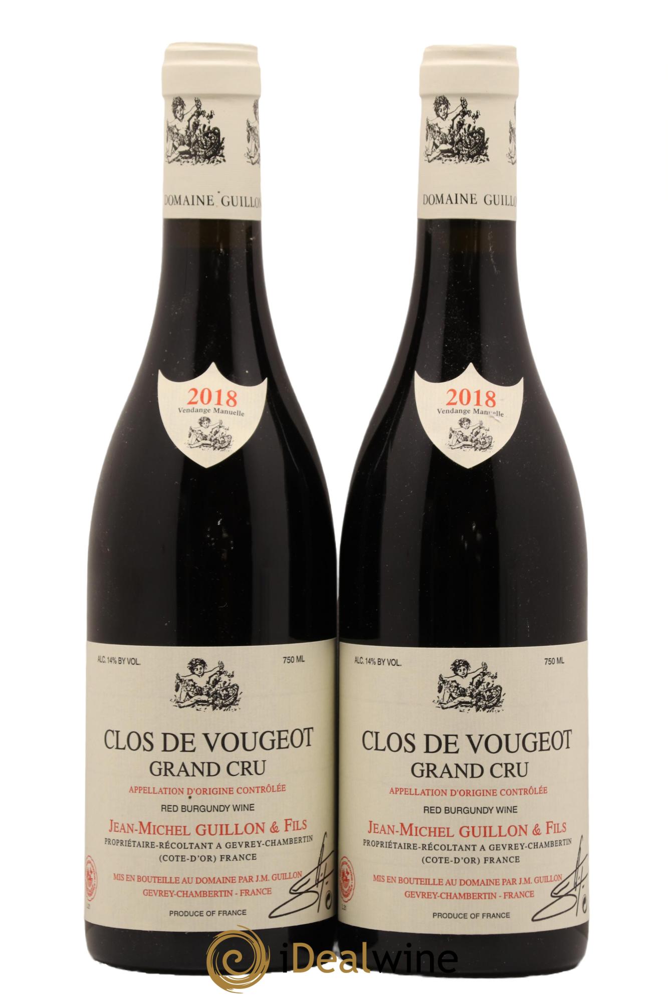 Clos de Vougeot Grand Cru Domaine Jean Michel Guillon 2018 - Lot de 2 bouteilles - 0