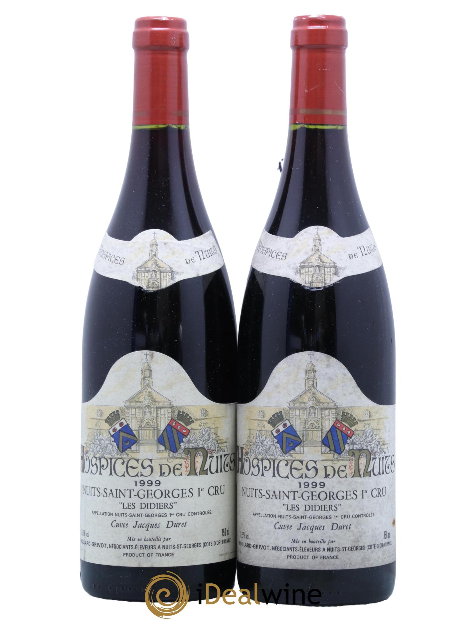 Nuits-Saint-Georges 1er Cru Hospices De Nuits Les Didiers Cuvée Jacques Duret Moillard Grivot 1999 - Lot de 2 bouteilles - 0