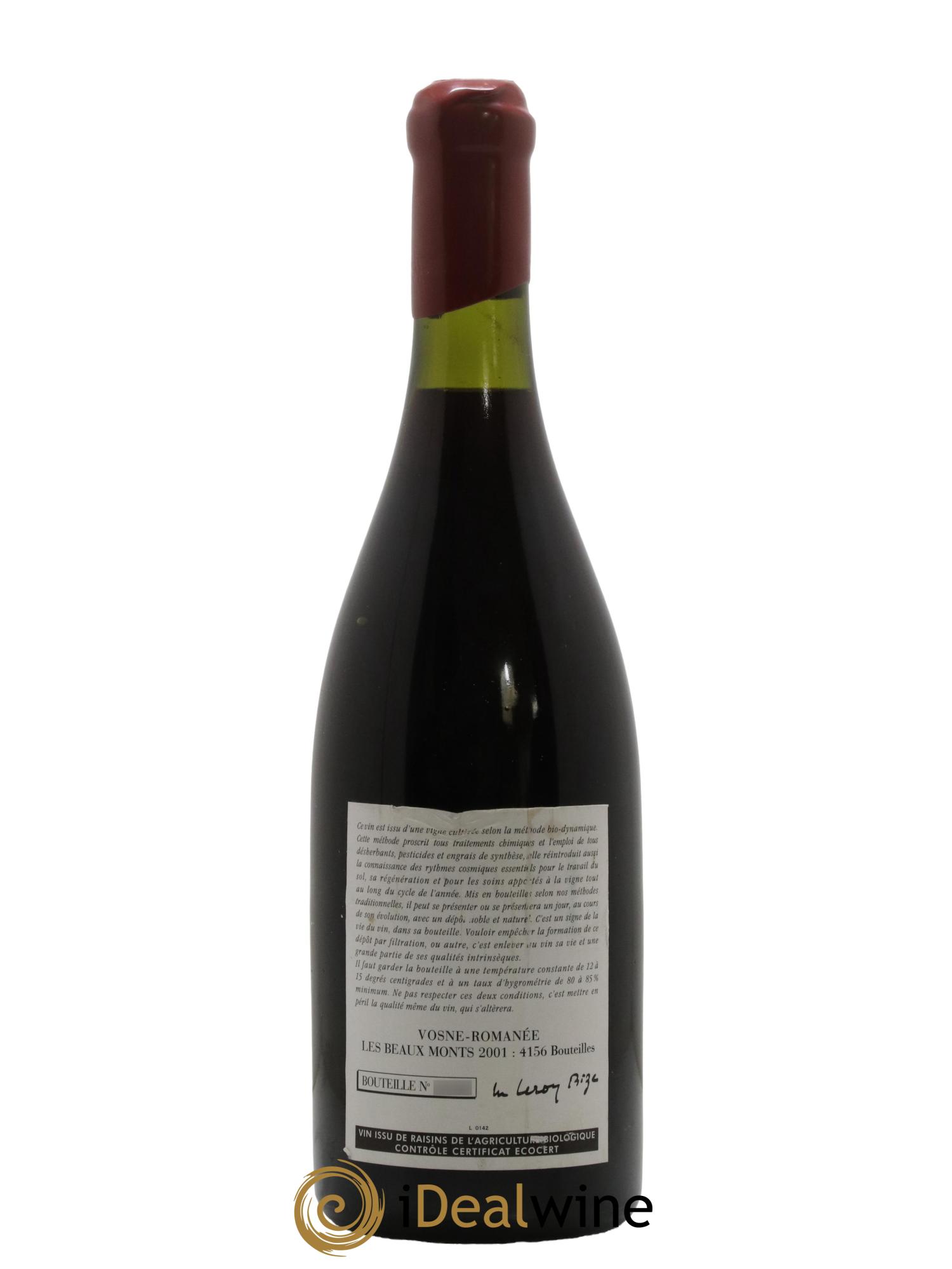 Vosne-Romanée 1er Cru Les Beaux-Monts Leroy (Domaine) 2001 - Lotto di 1 bottiglia - 1