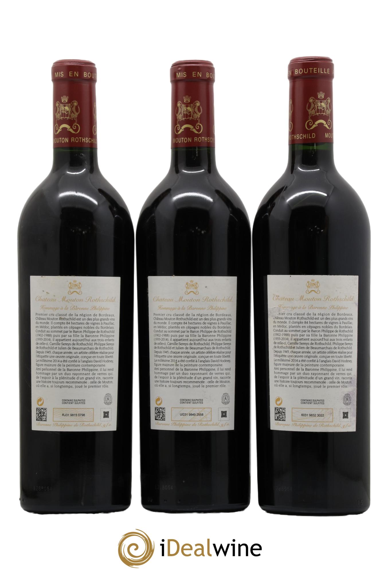 Château Mouton Rothschild 1er Grand Cru Classé 2014 - Lot de 3 bouteilles - 1