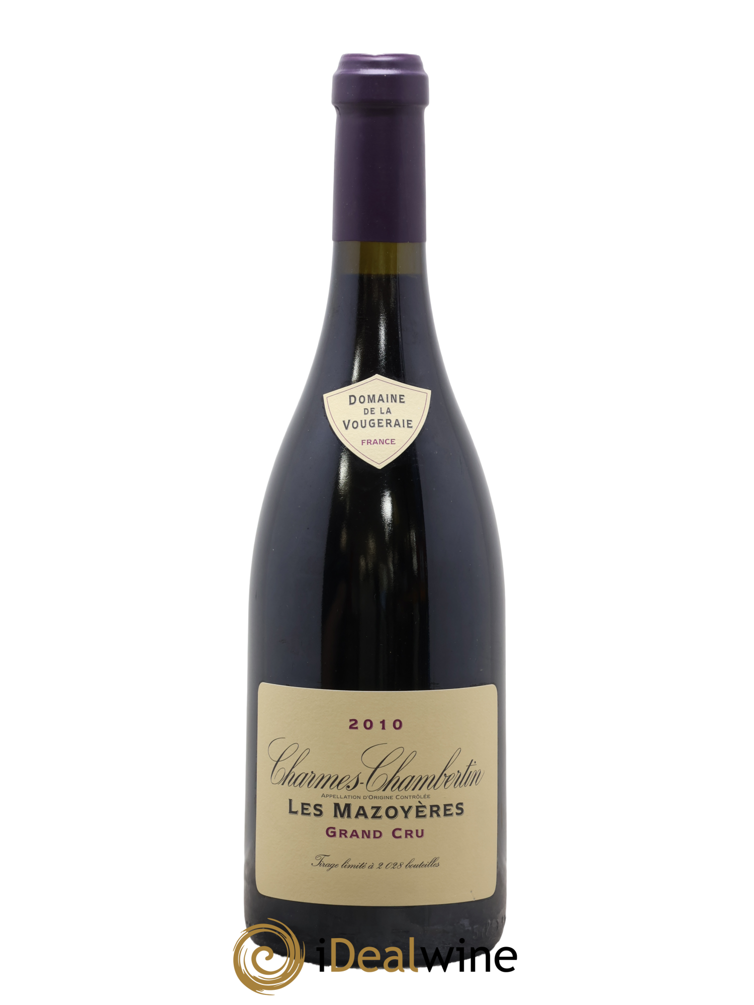 Charmes-Chambertin Grand Cru Les Mazoyères La Vougeraie 2010 - Lot de 1 bouteille - 0